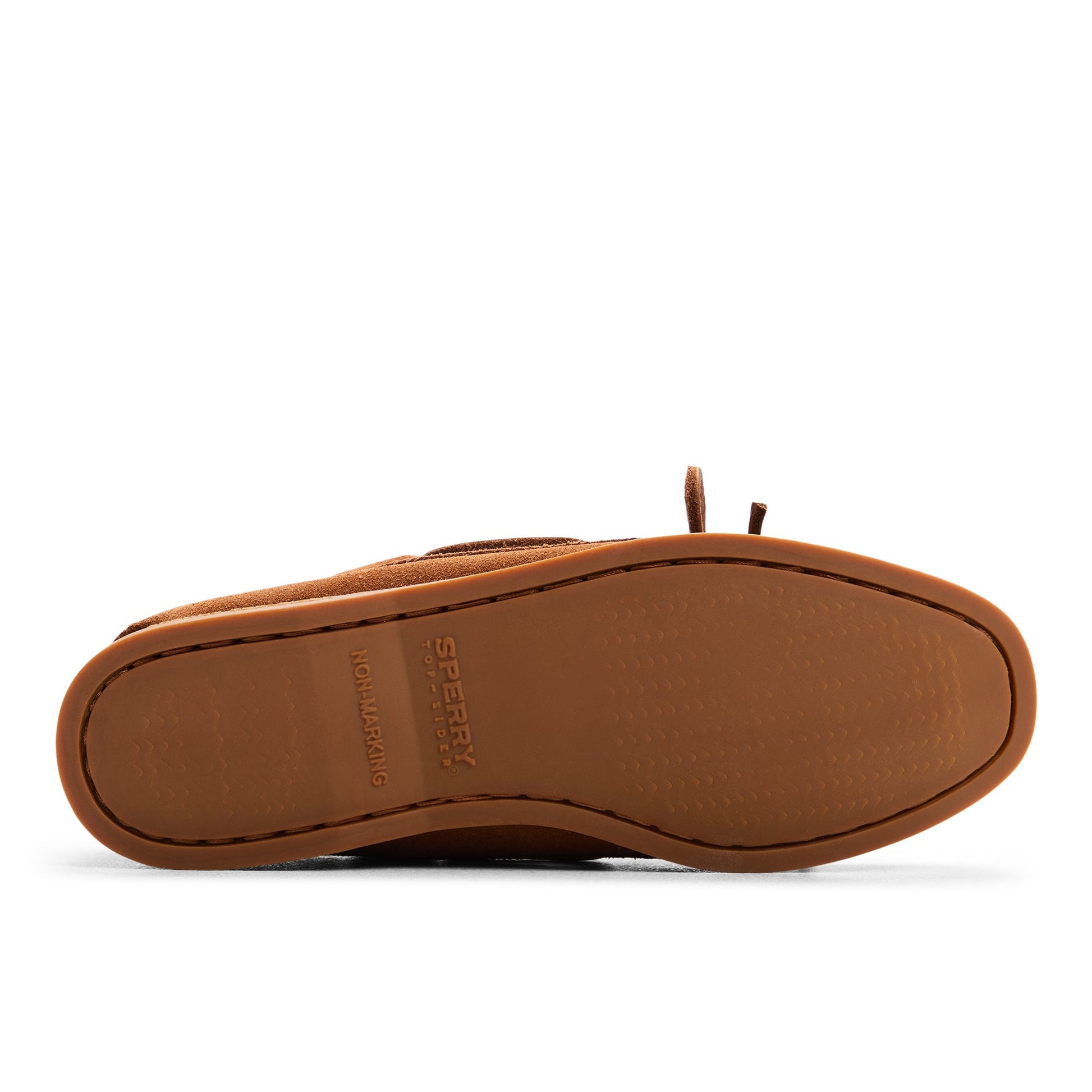 Close-up of the Tan suede Authentic Original™ 1 Eye Boat Shoe Boat Shoe