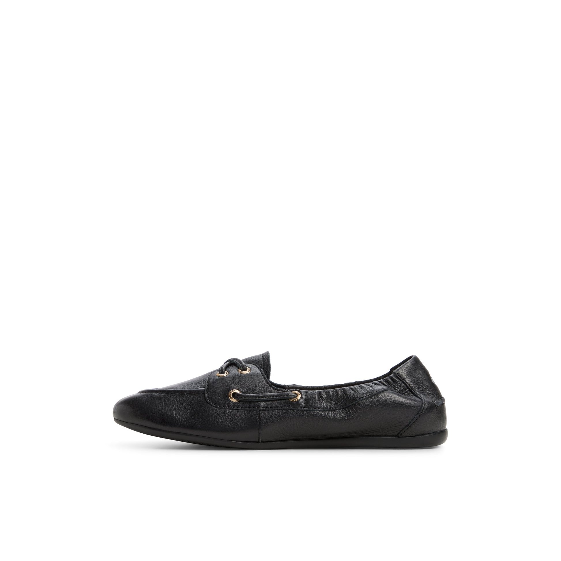 Three-quarter angle of Black Slim Sail Boat Shoe Boat Shoe's back side