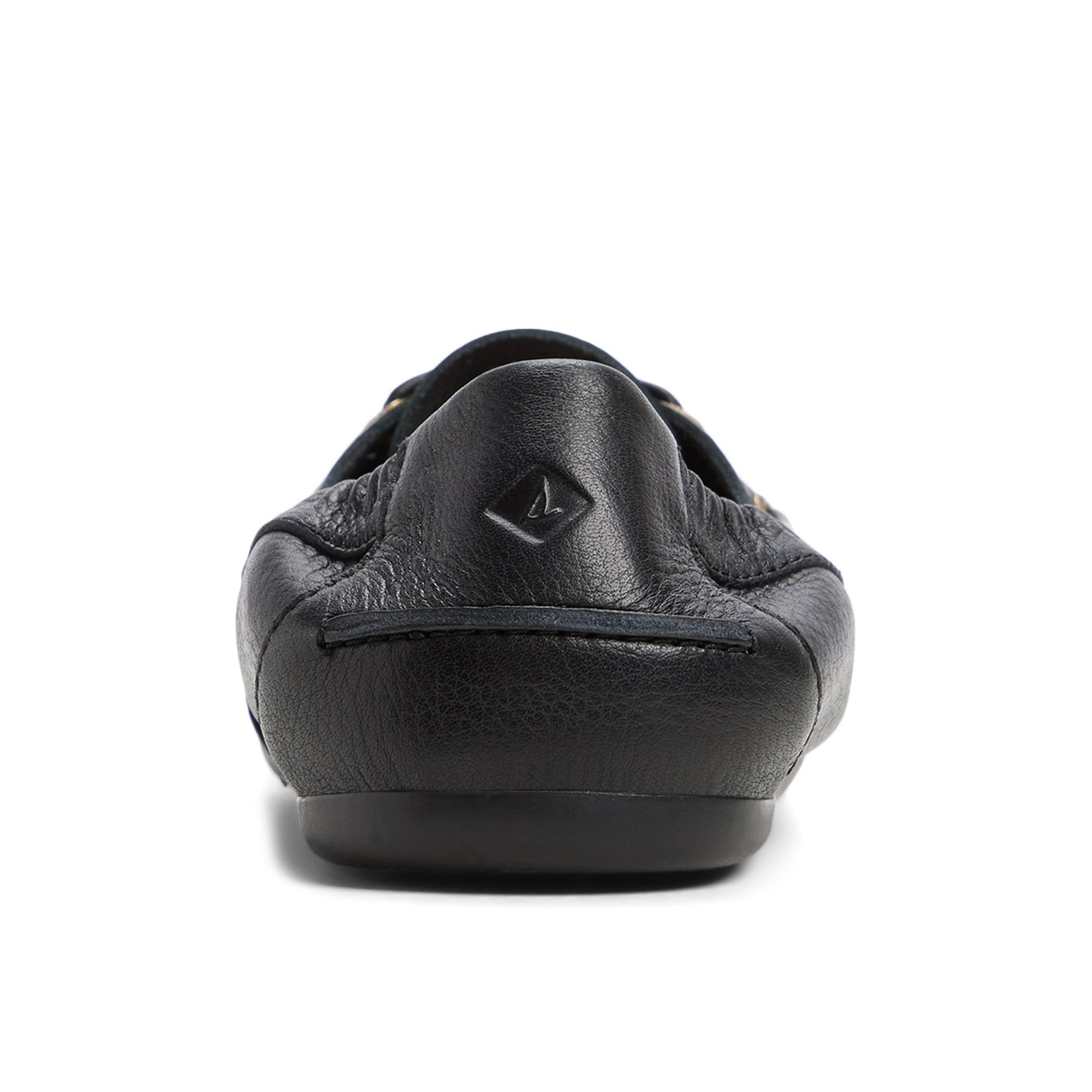Three-quarter angle of Black Slim Sail Boat Shoe Boat Shoe's front side