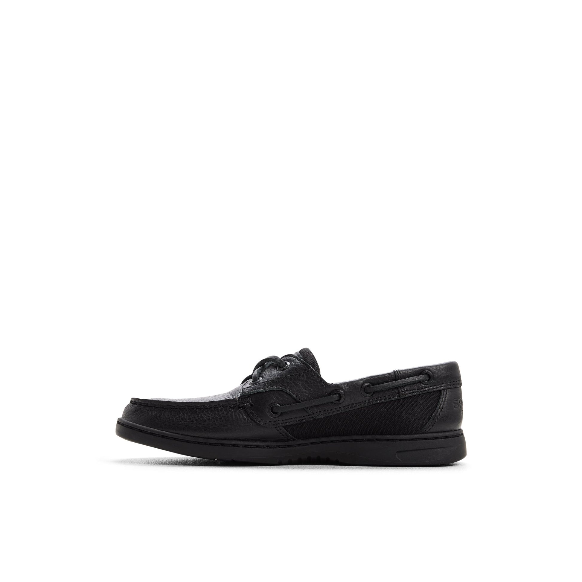 Three-quarter angle of Black/black Bluefish 2 Eye Boat Shoe Boat Shoe's back side