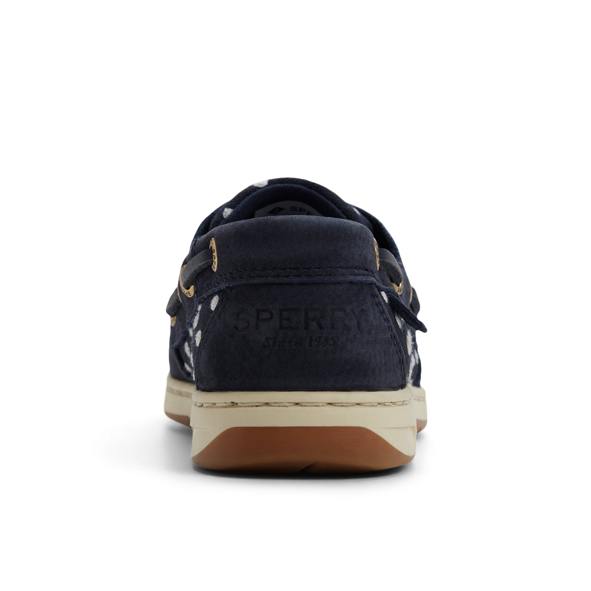 Three-quarter angle of Blue/white combo Bluefish 2 Eye Boat Shoe Boat Shoe's front side