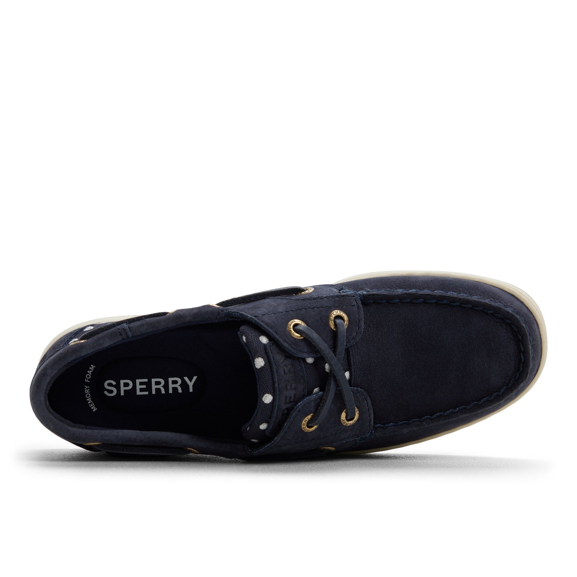 Top-down view of the Blue/white combo Bluefish 2 Eye Boat Shoe Boat Shoe