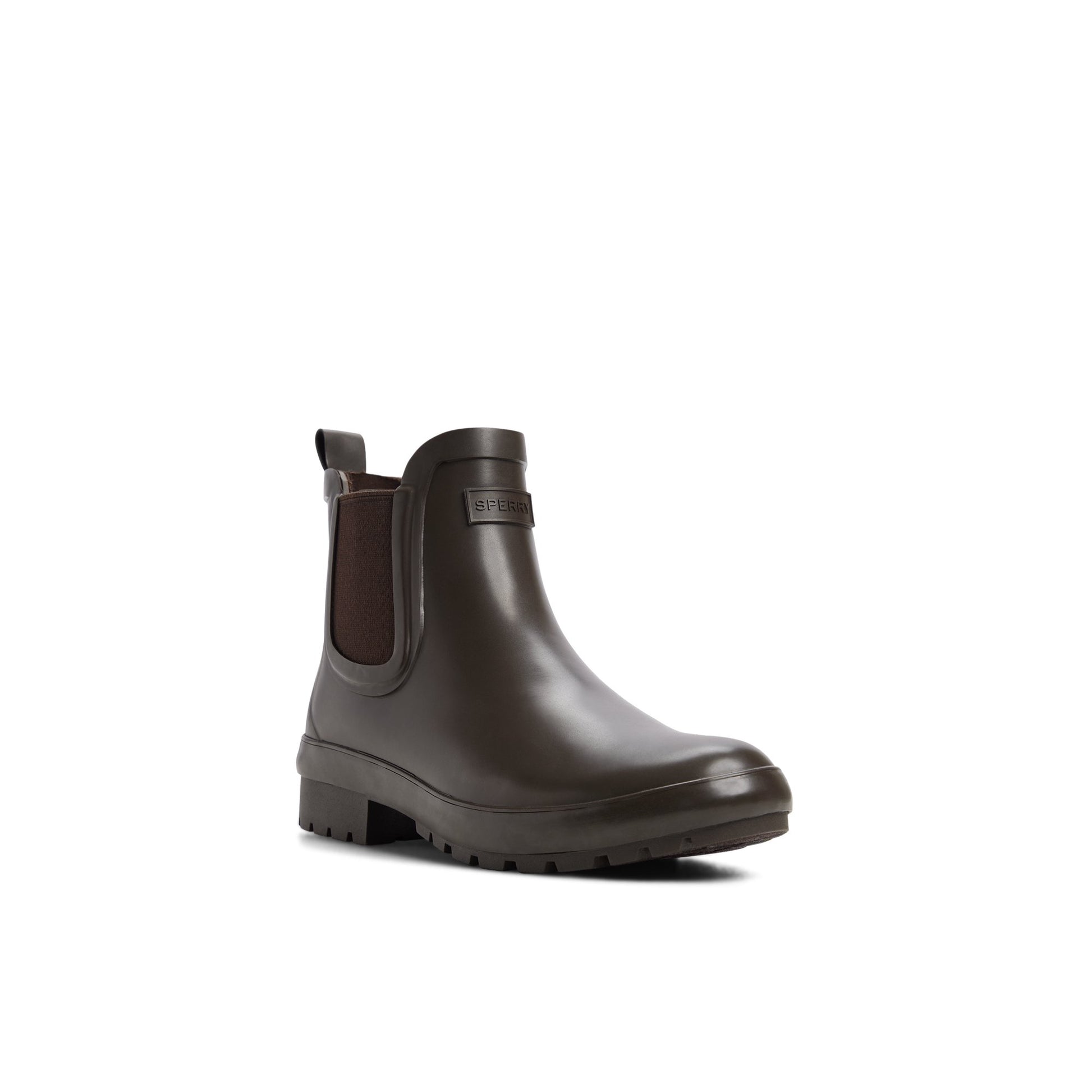 Side view of Dark brown Drizzle Chelsea Rain Boot Chelsea Rain Boot