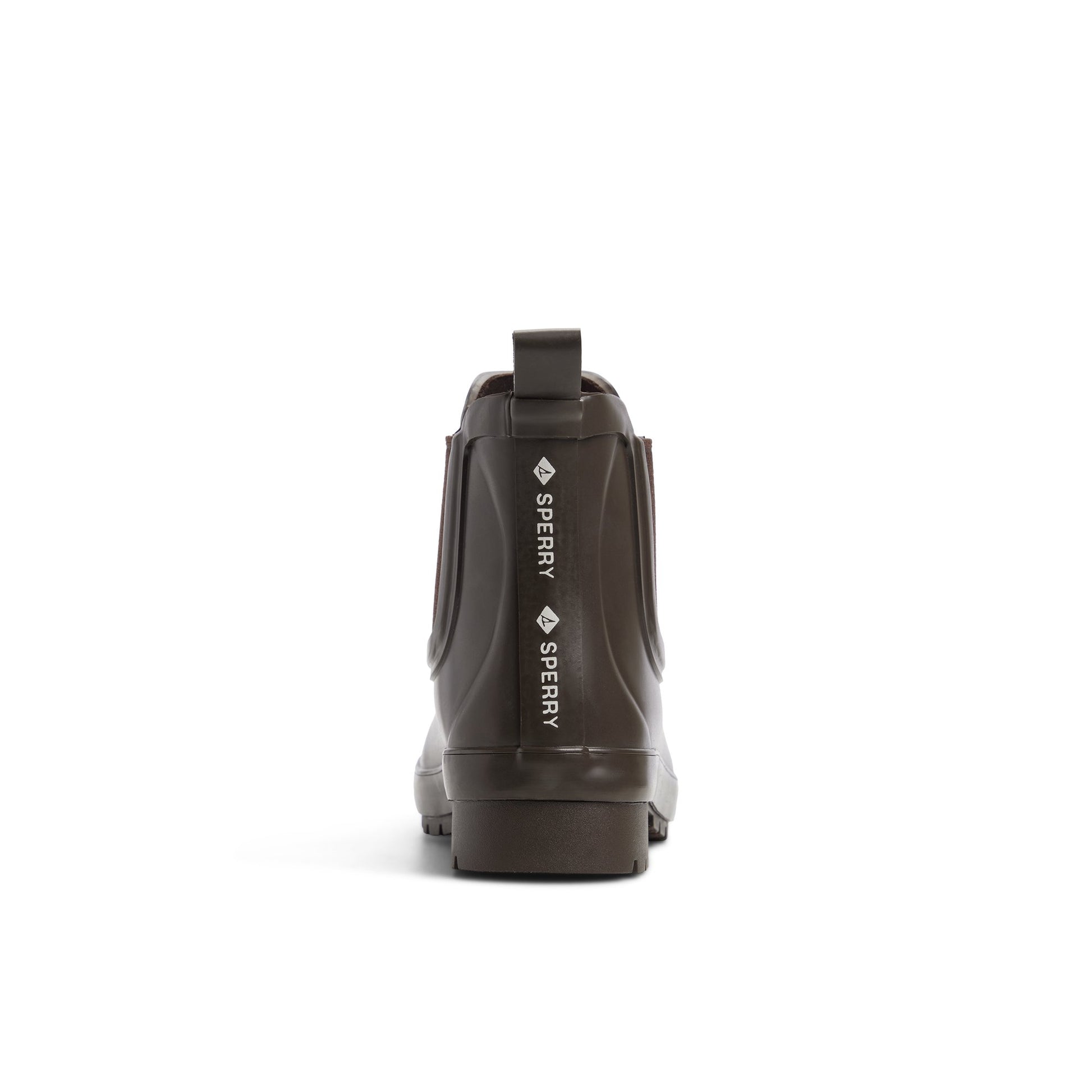 Three-quarter angle of Dark brown Drizzle Chelsea Rain Boot Chelsea Rain Boot's front side