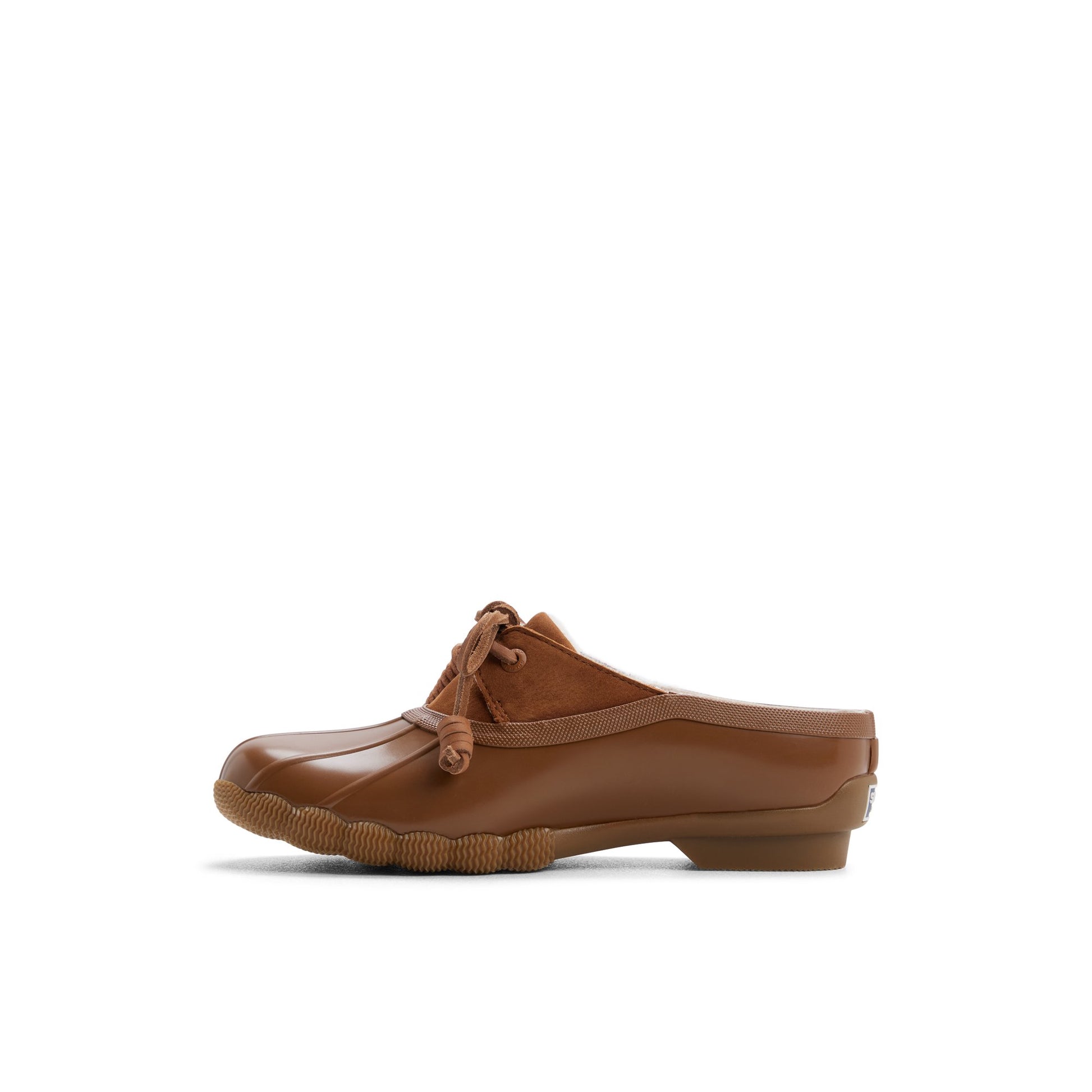 Three-quarter angle of Tan Saltwater™ Duck Mule Clog Duck Mule Shoes's back side