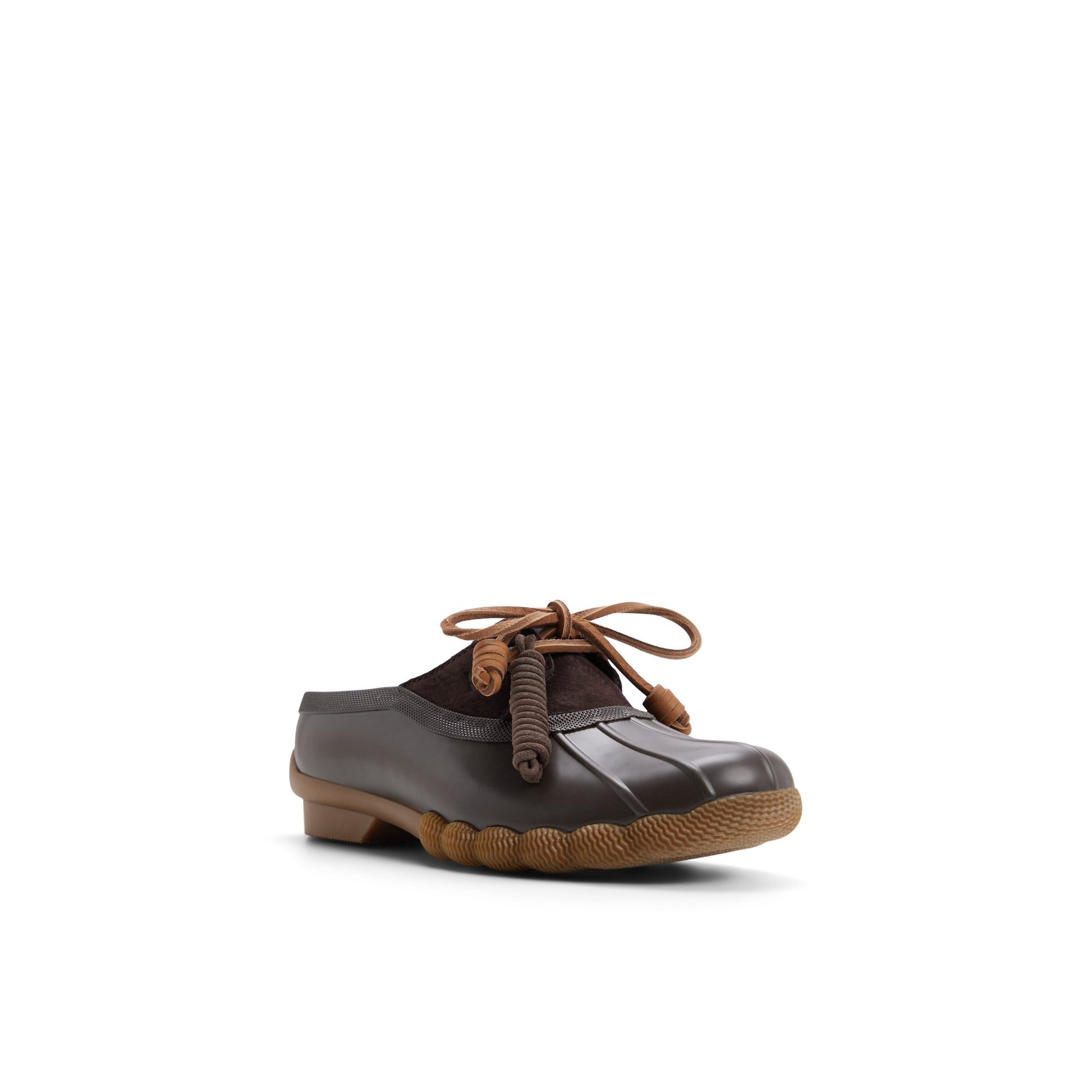 Side view of Dark brown Saltwater™ Duck Mule Clog Duck Mule Shoes