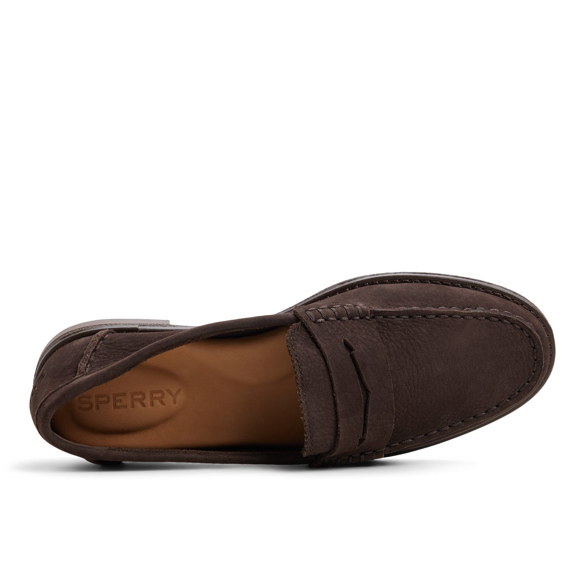 Top-down view of the Dark brown Seaport Penny Loafer Penny Loafer