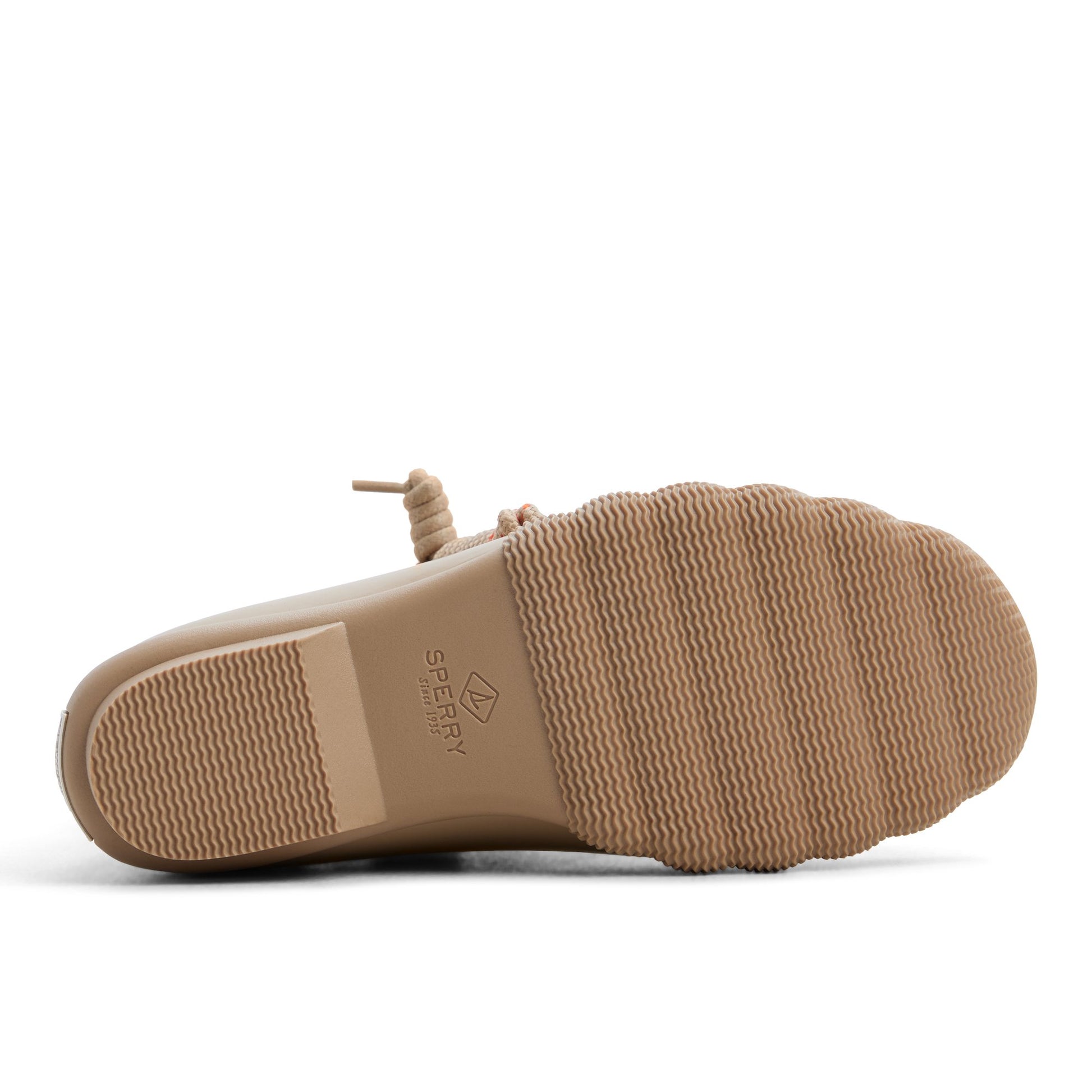 Close-up of the Taupe Saltwaterrub_wm Duck Boots