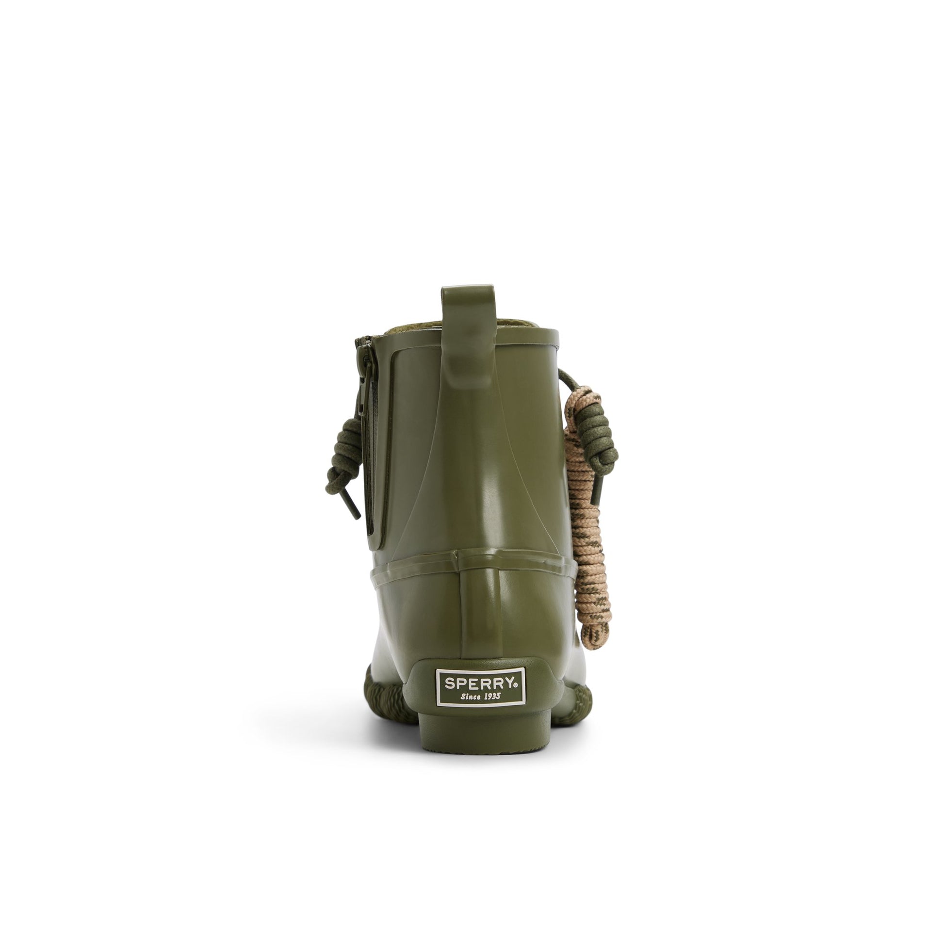 Three-quarter angle of Khaki Saltwaterrub_wm Duck Boots's front side