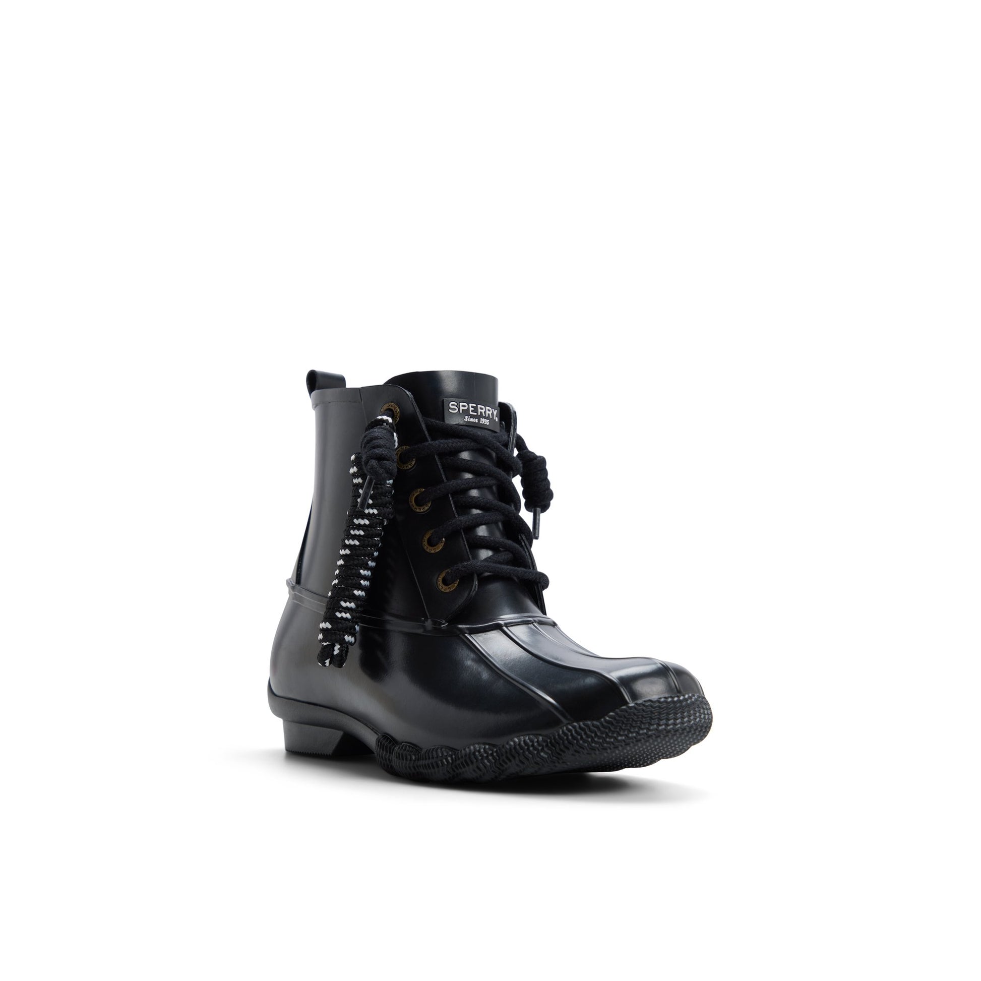Side view of Black Saltwaterrub_wm Duck Boots