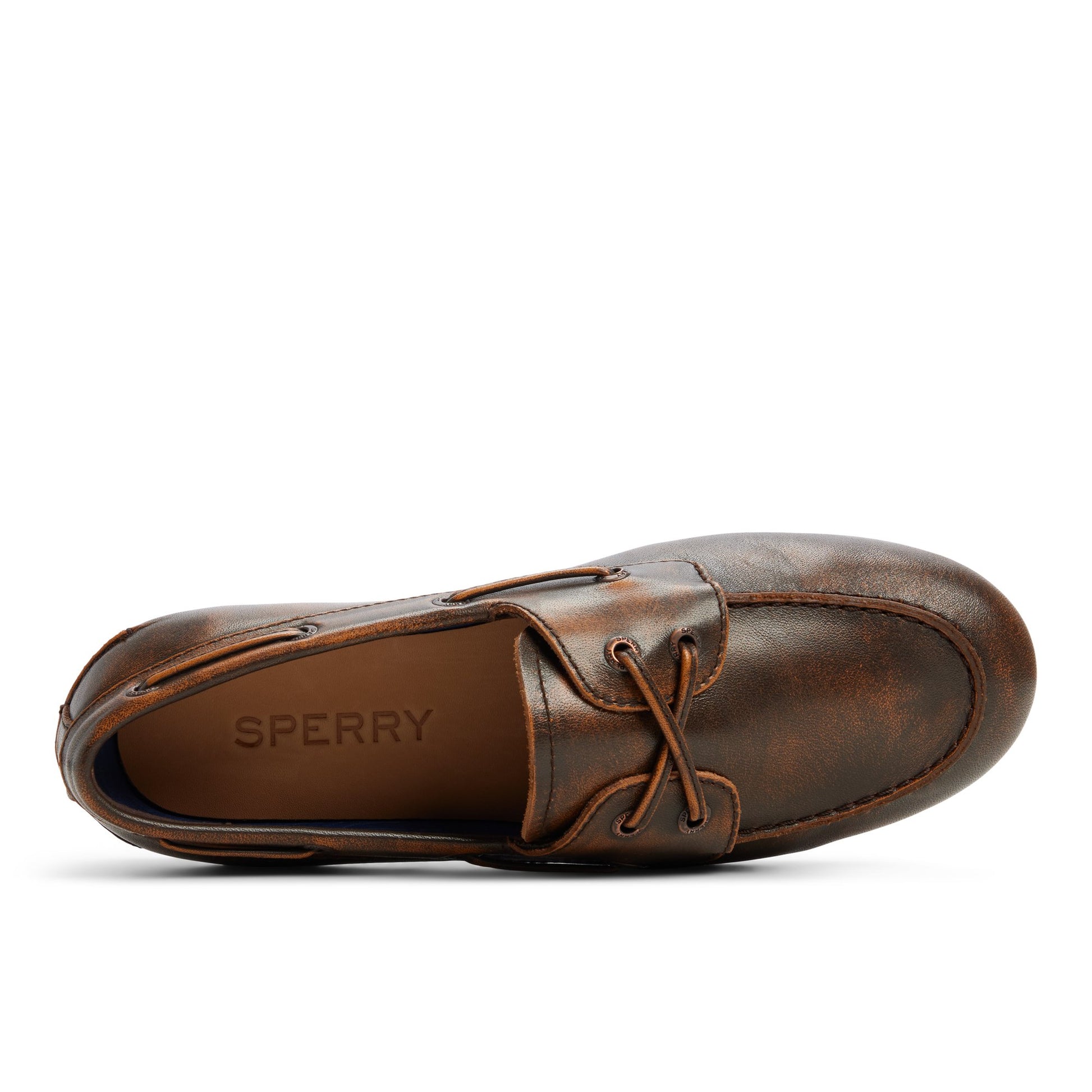 Top-down view of the Brown multi Slim Boat Shoe Boat Shoe