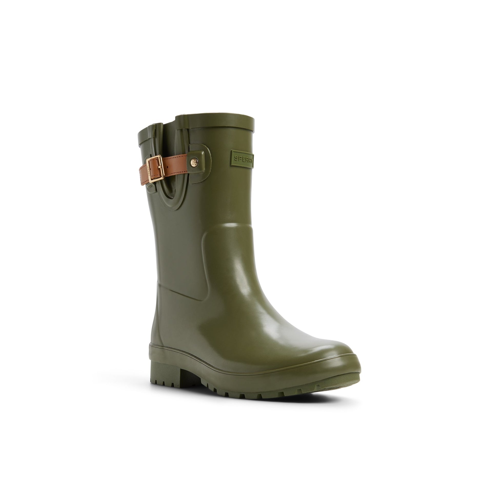 Side view of Khaki Drizzle Mid Calf Rain Boot Rain Boots