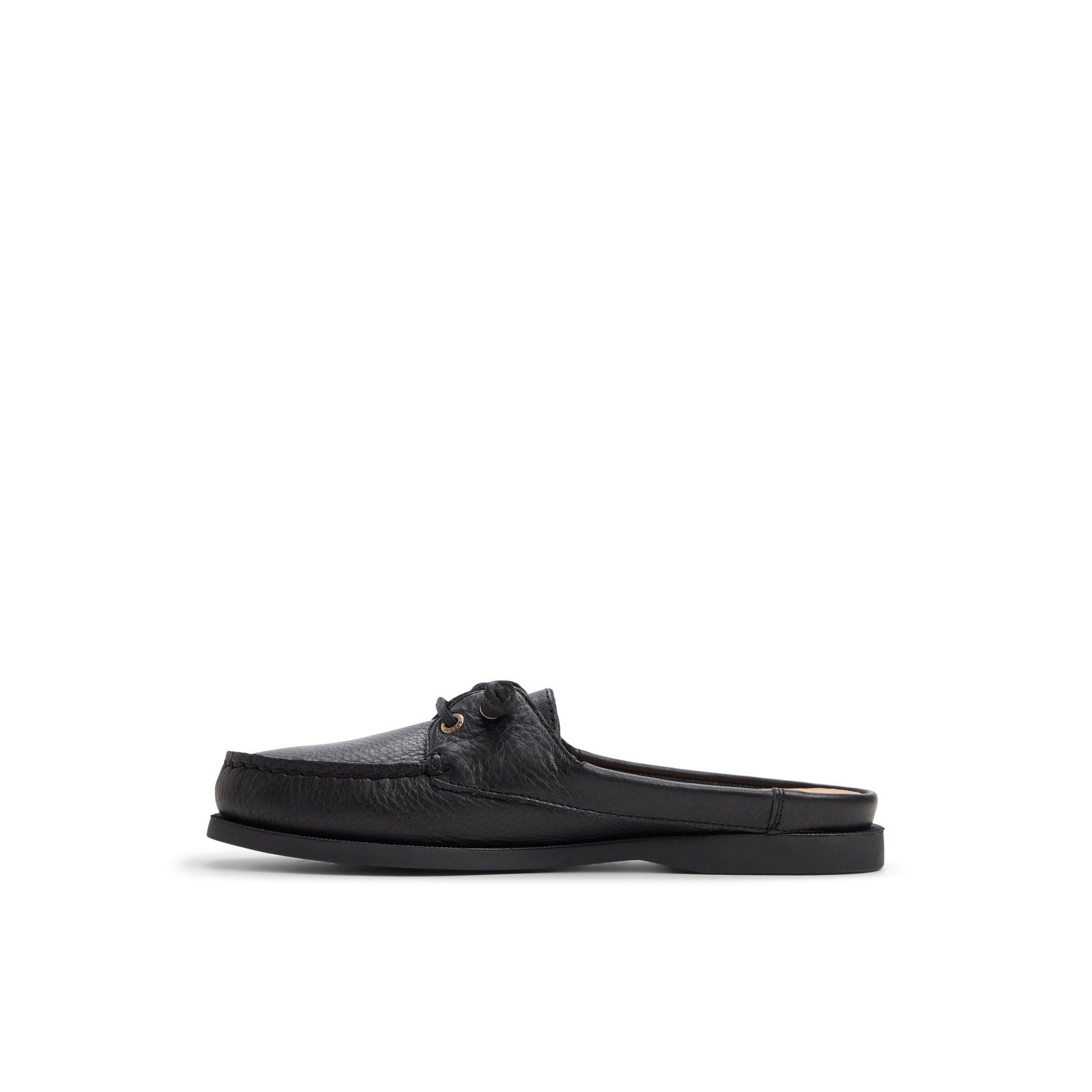 Three-quarter angle of Black Authentic Original™ Mule Boat Shoe Mule's back side