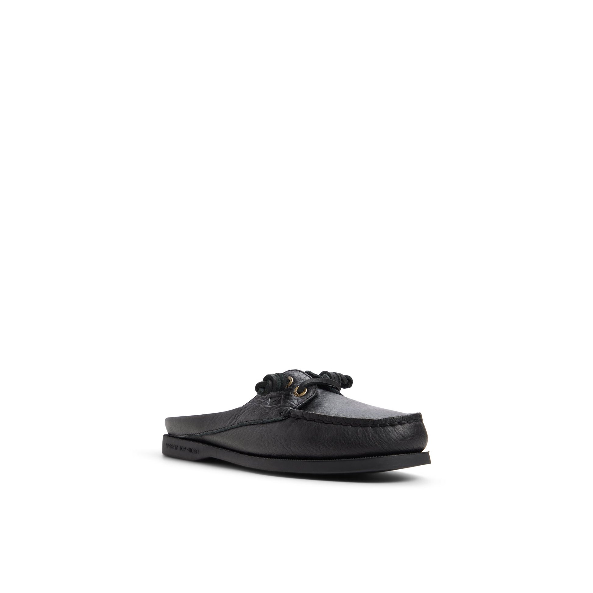 Side view of Black Authentic Original™ Mule Boat Shoe Mule