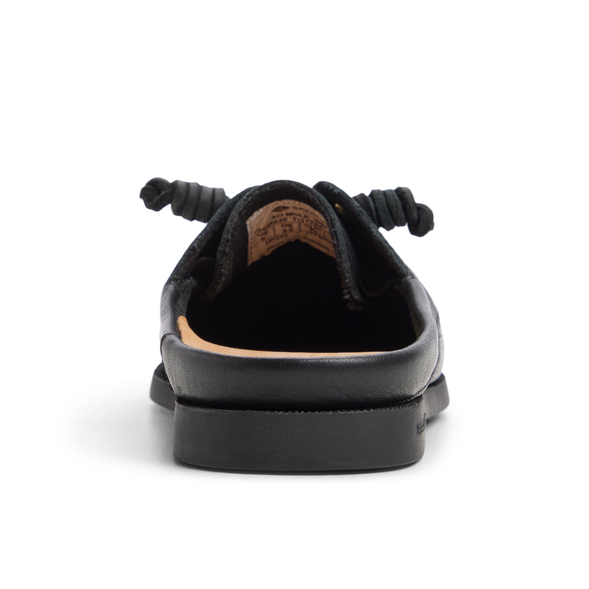 Three-quarter angle of Black Authentic Original™ Mule Boat Shoe Mule's front side