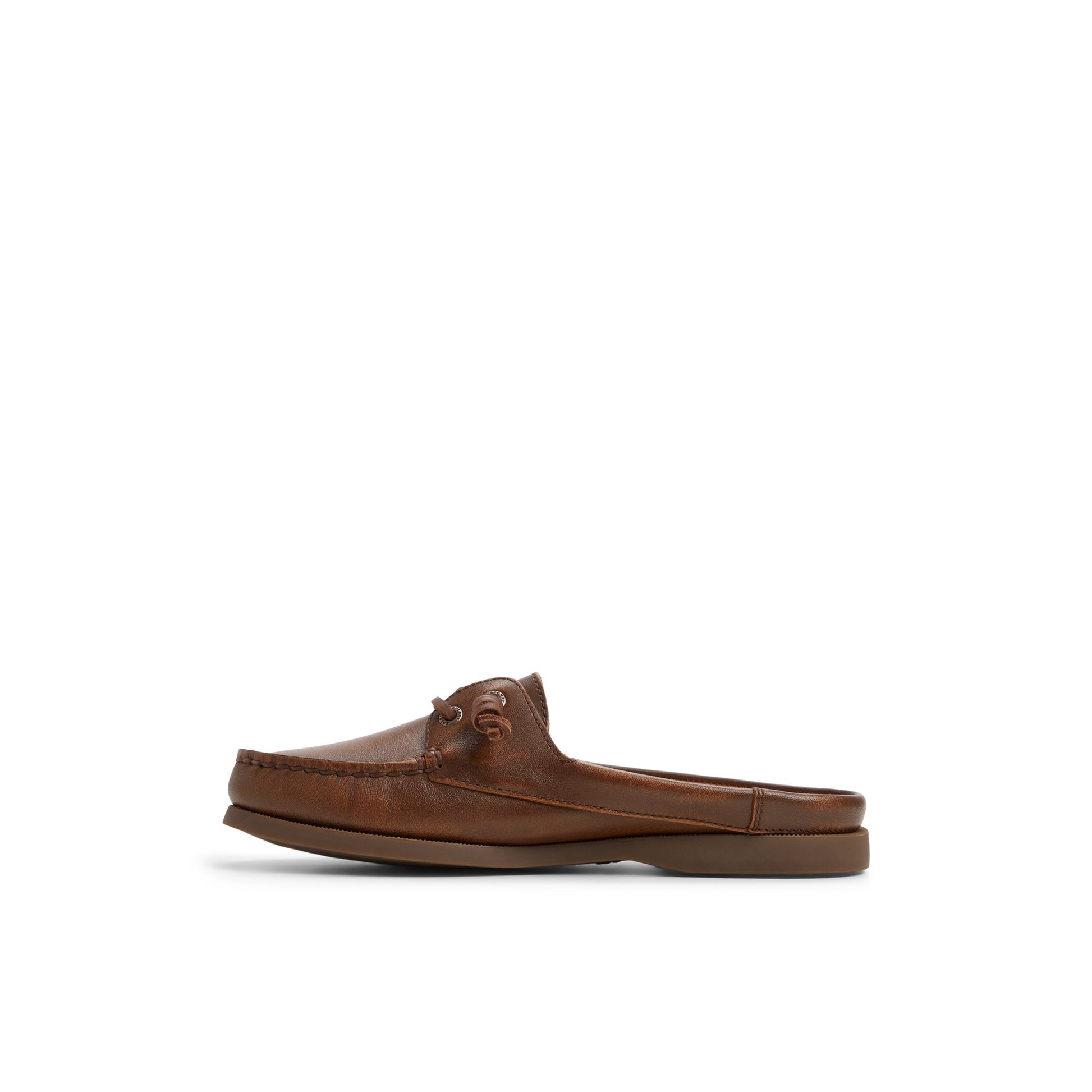 Three-quarter angle of Brown Authentic Original™ Mule Boat Shoe Mule's back side