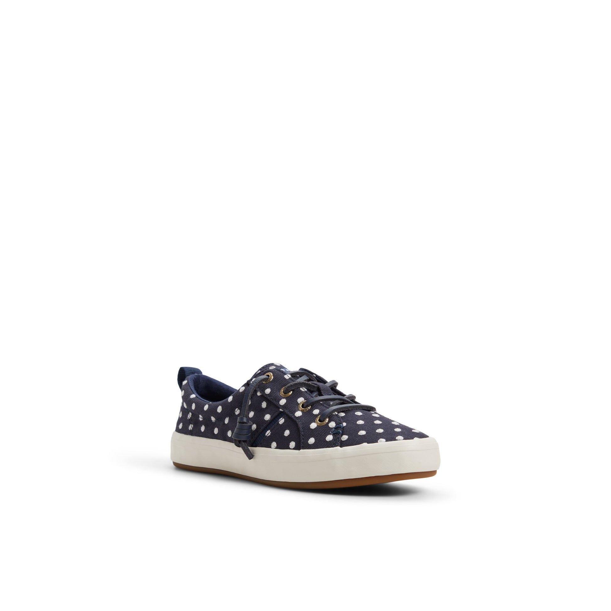 Side view of White/navy Crest Wave Sneaker Low Top Sneakers