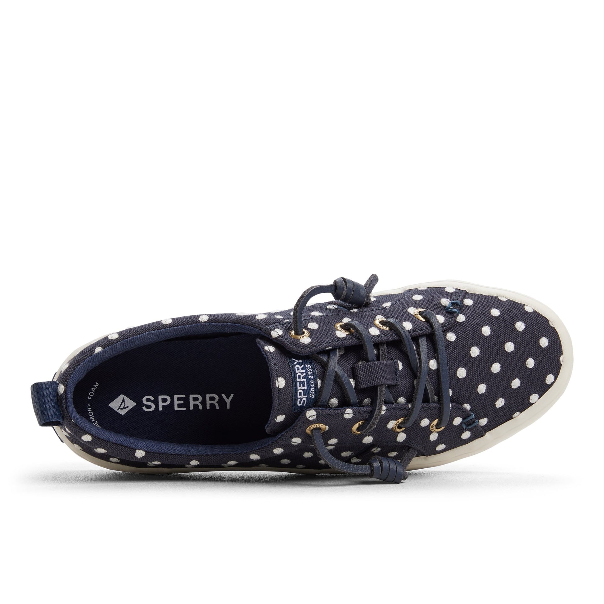 Top-down view of the White/navy Crest Wave Sneaker Low Top Sneakers