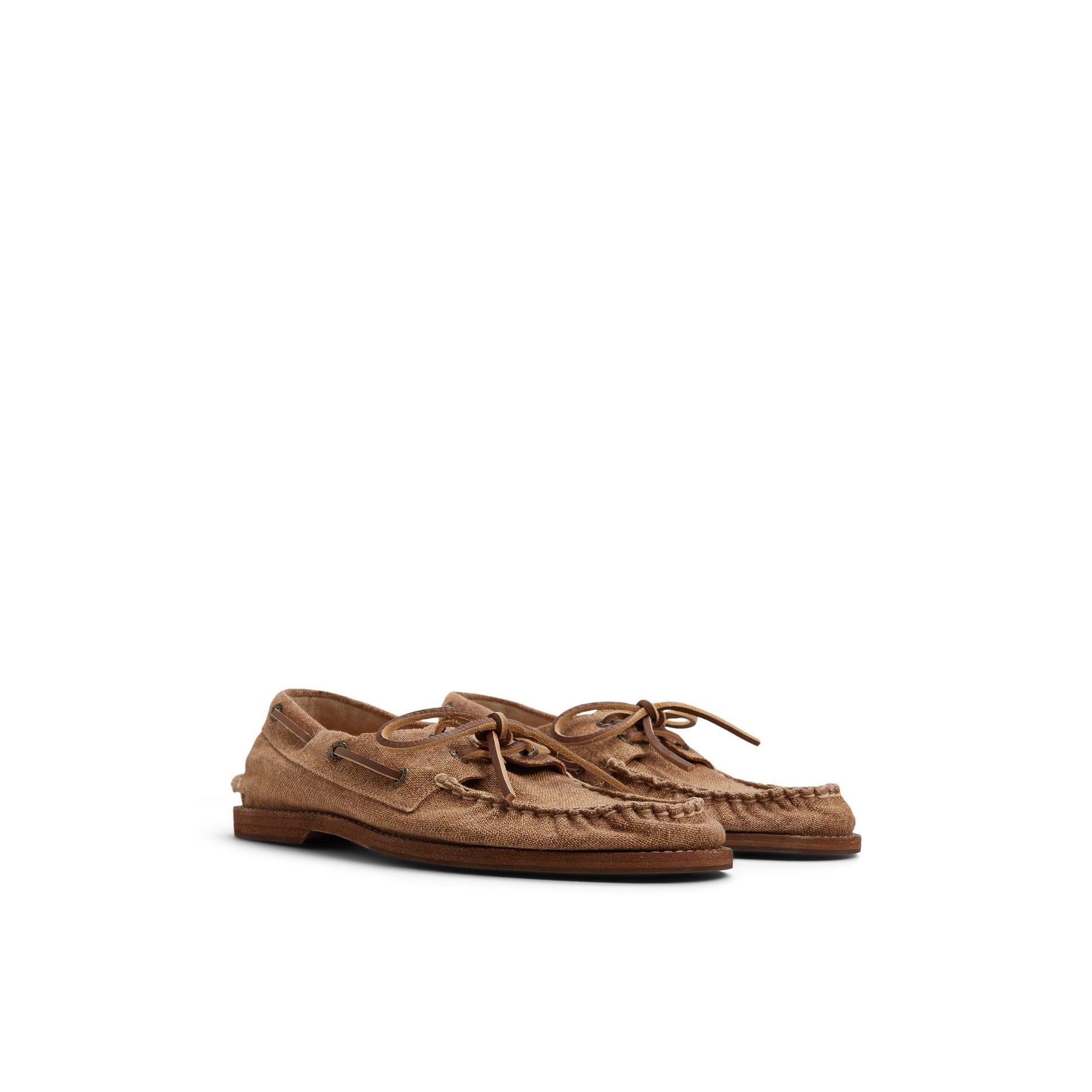 Side view of Washed Linen Sperry x Colbo Authentic Original™ 2-Eye Boat Shoe
