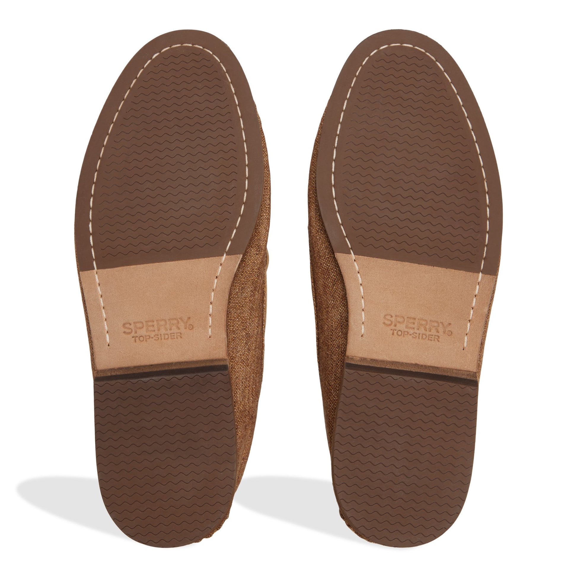 Close-up of the Washed Linen Sperry x Colbo Authentic Original™ 2-Eye Boat Shoe