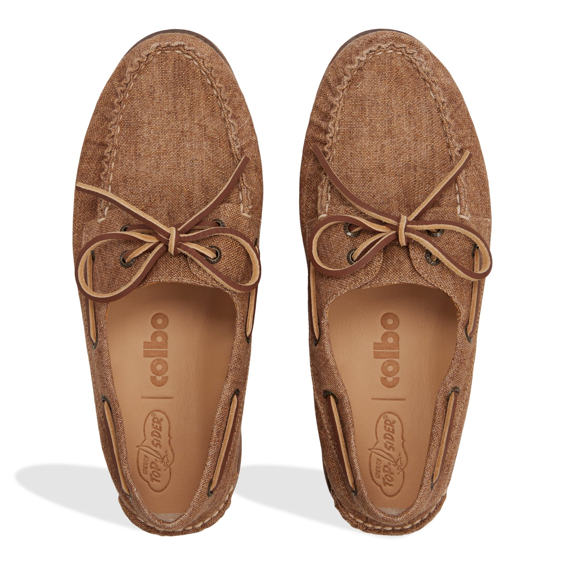 Top-down view of the Washed Linen Sperry x Colbo Authentic Original™ 2-Eye Boat Shoe