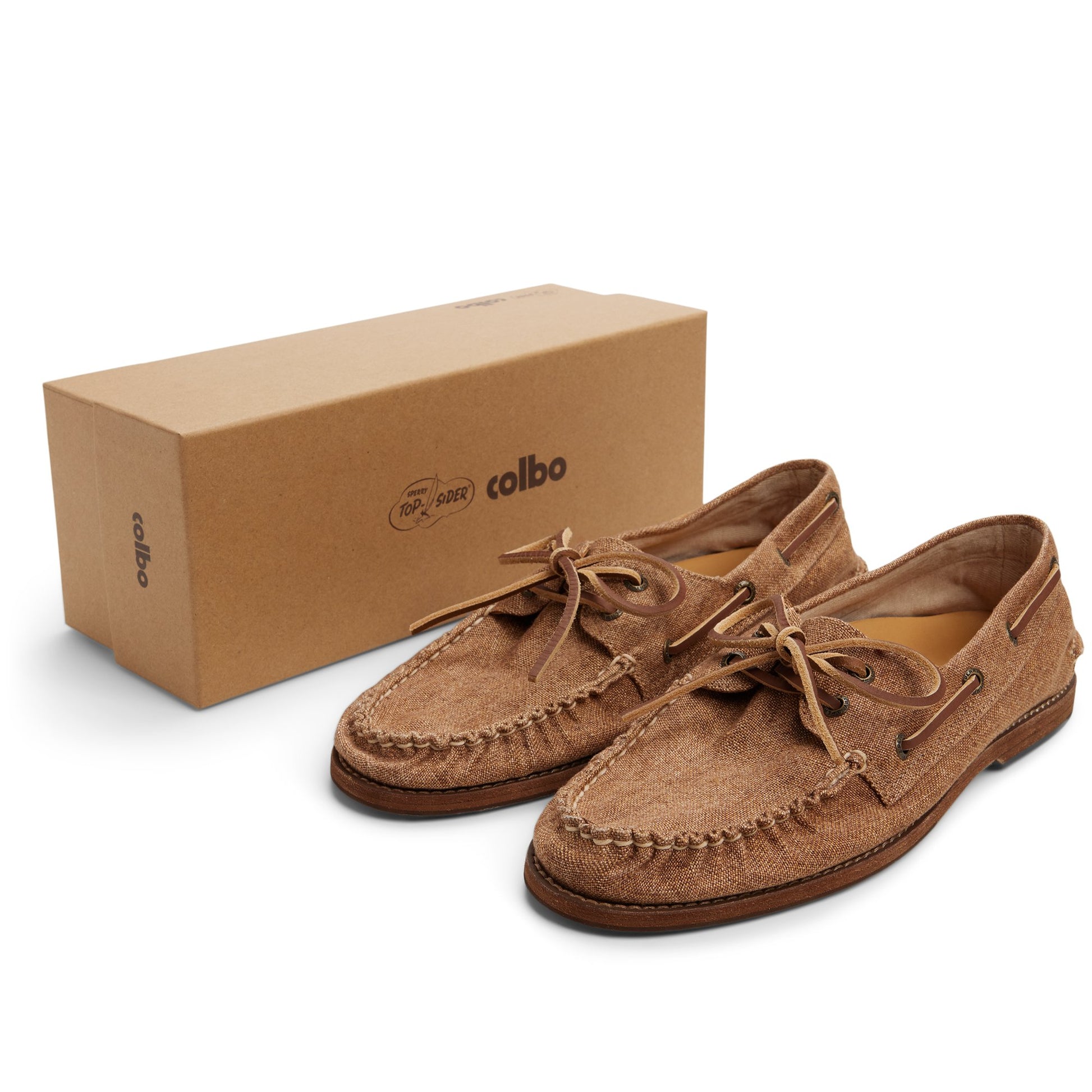 View of Washed Linen Sperry x Colbo Authentic Original™ 2-Eye Boat Shoe 's sole