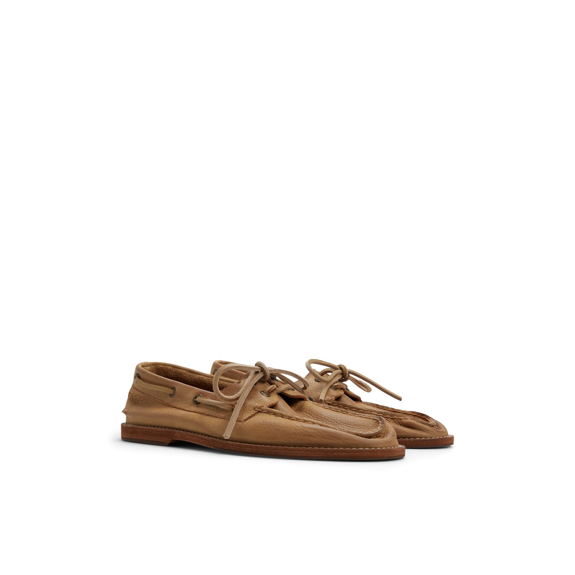 Side view of Distressed Beige Sperry x Colbo Authentic Original™ 2-Eye Boat Shoe