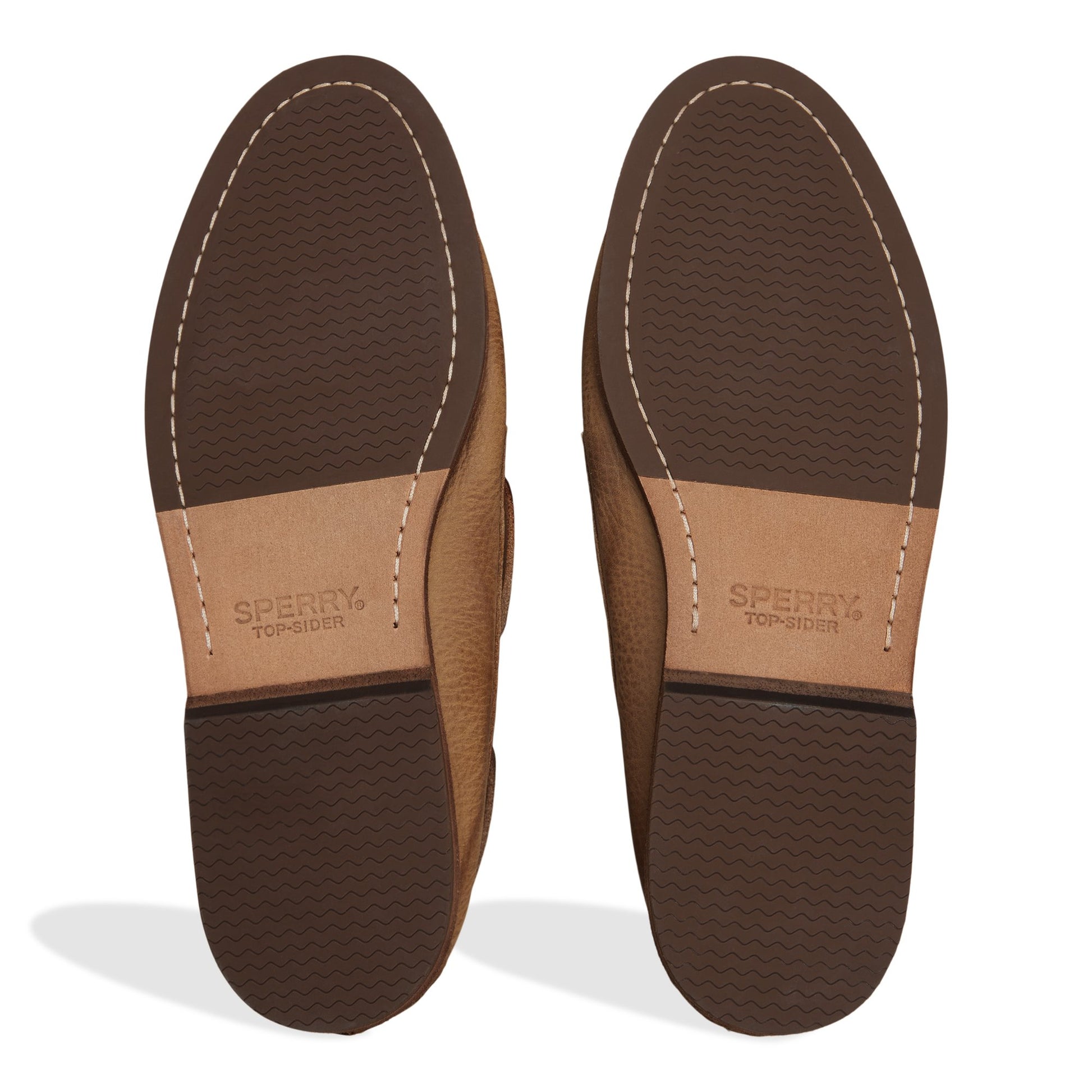 Top-down view of the Distressed Beige Sperry x Colbo Authentic Original™ 2-Eye Boat Shoe