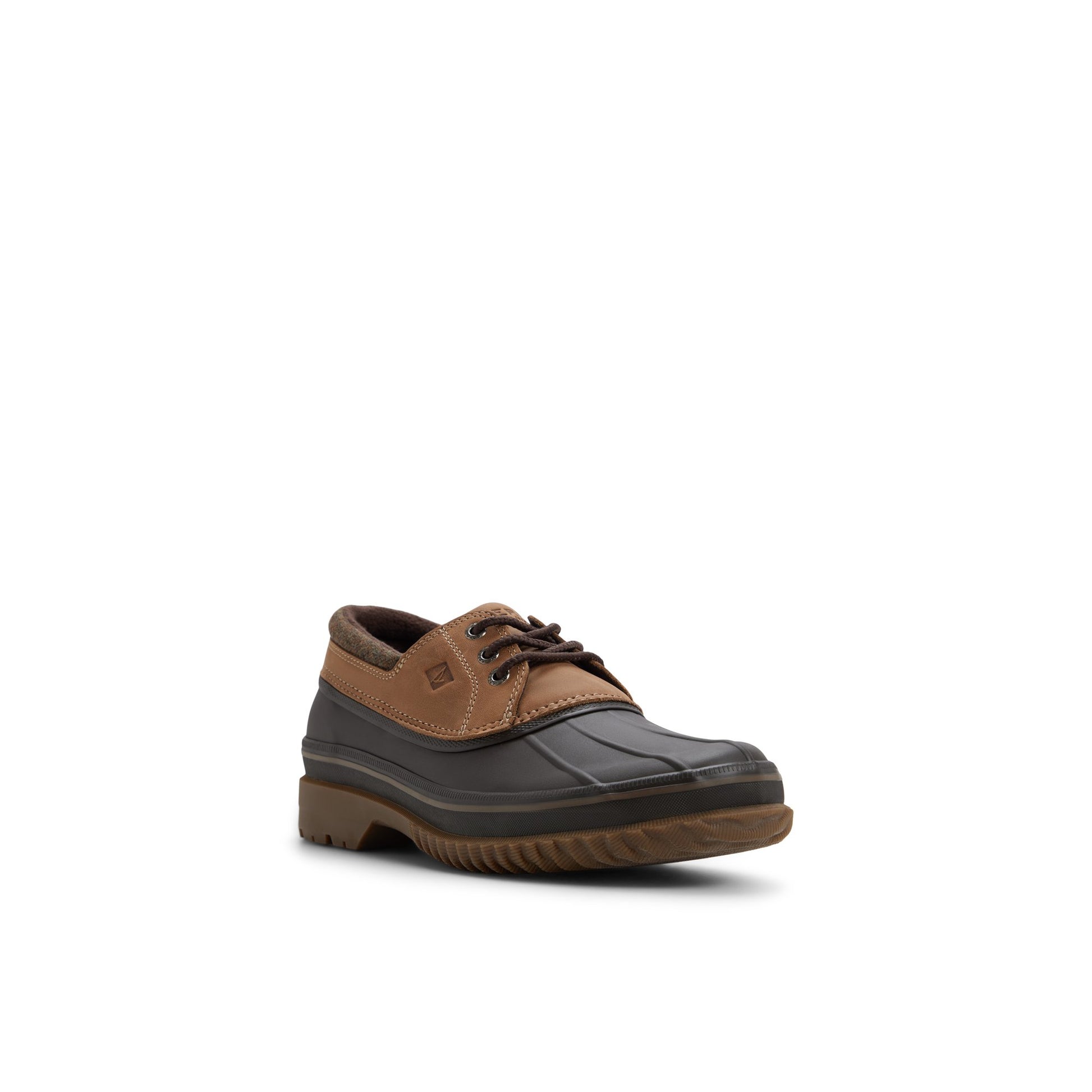 Side view of Dark brown Drake 3-Eye Boat Shoe Duck Boots