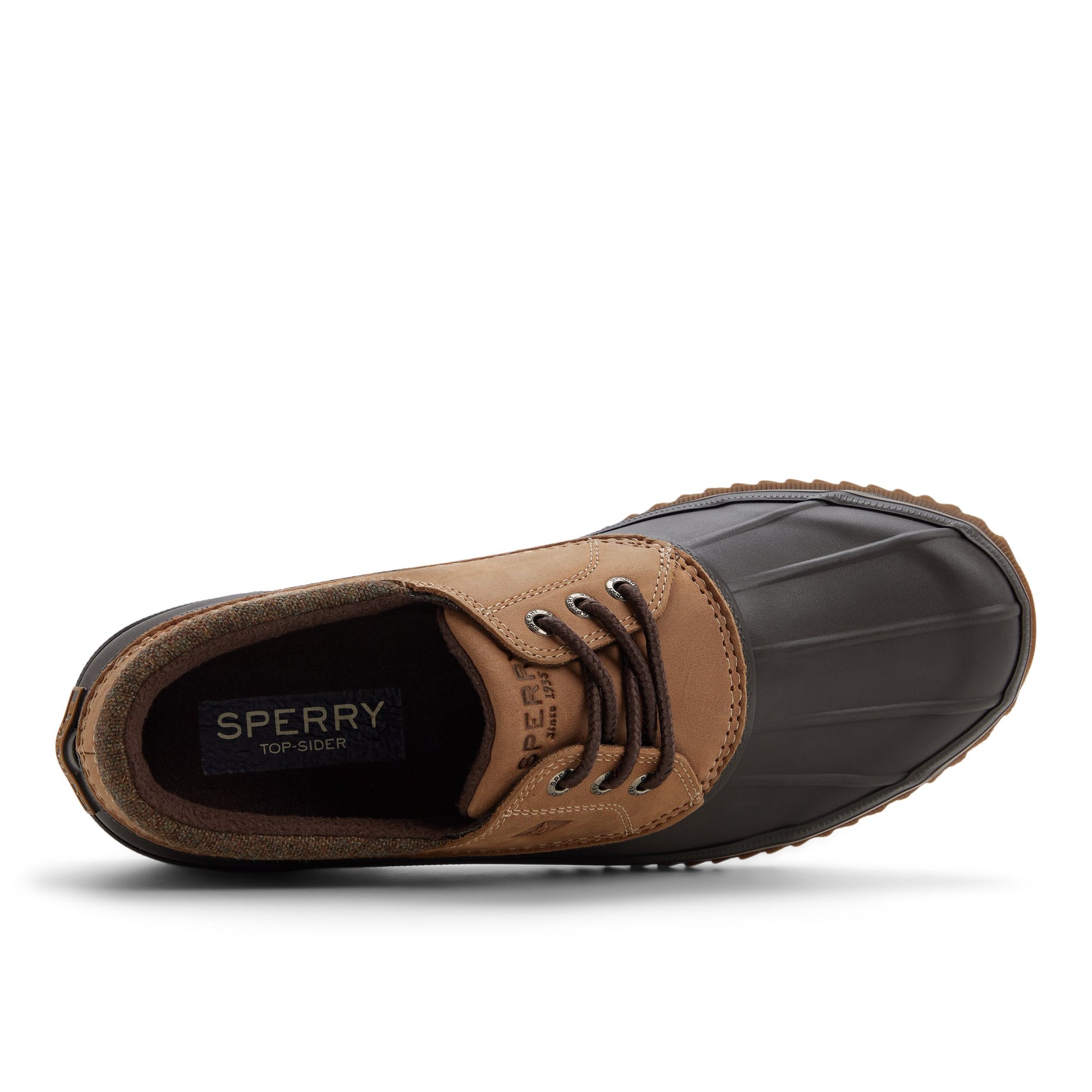 Top-down view of the Dark brown Drake 3-Eye Boat Shoe Duck Boots