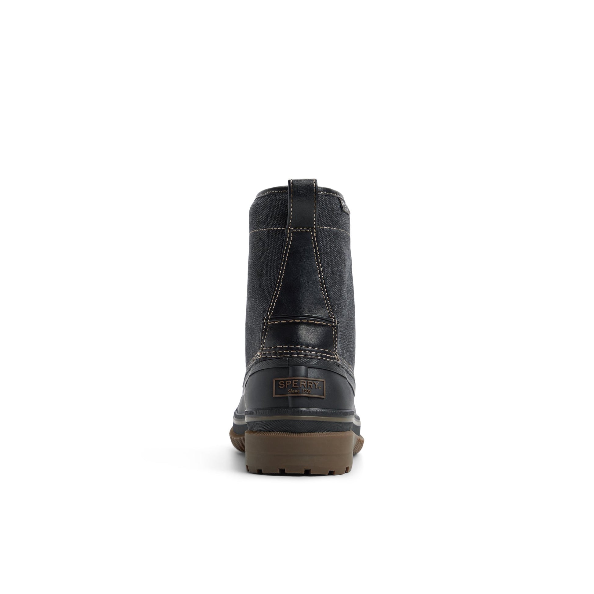 Three-quarter angle of Open black Drake Boot Duck Boots's front side