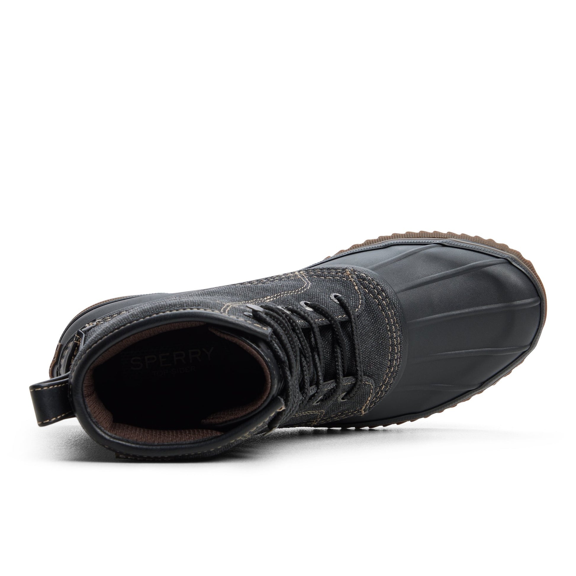 Top-down view of the Open black Drake Boot Duck Boots