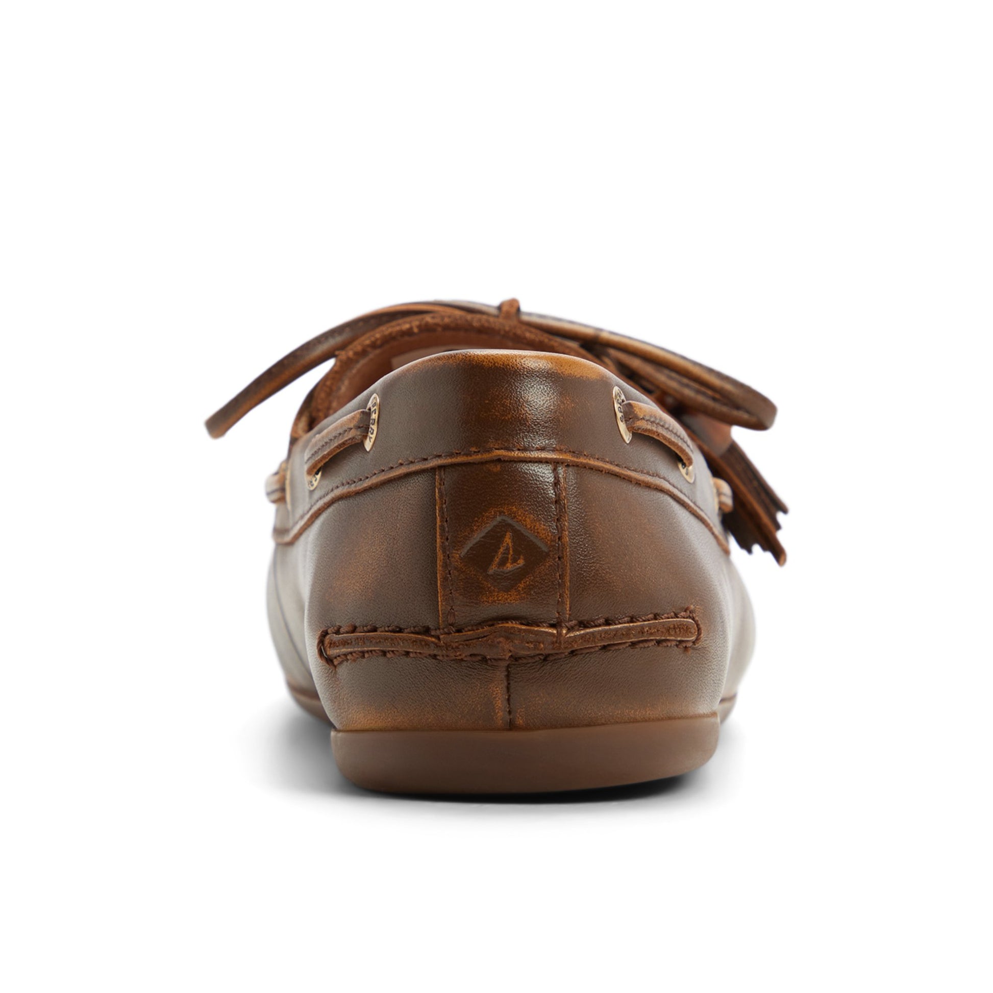 Three-quarter angle of Brown Slim Boat Shoe 's front side