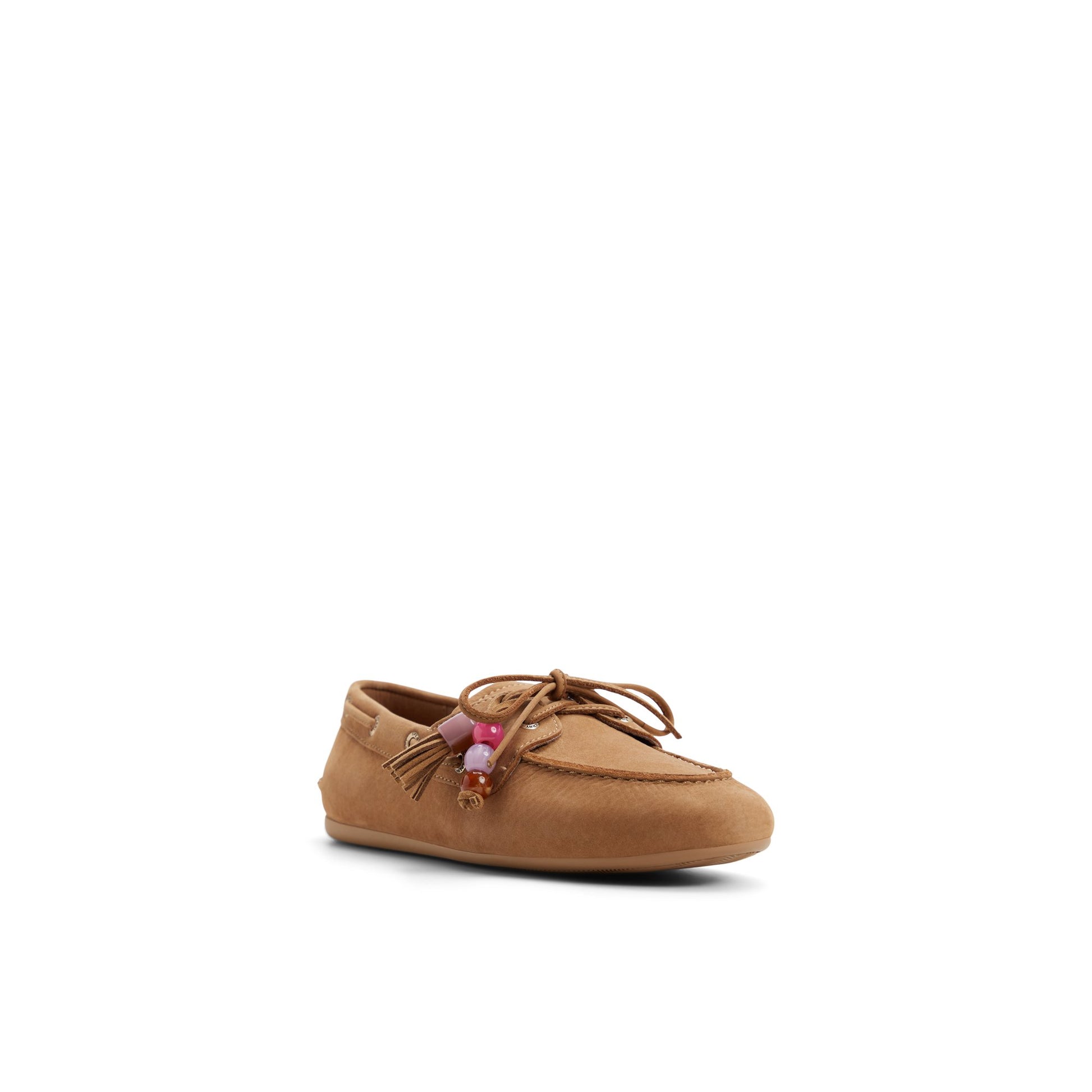 Side view of Tan Slim Boat Shoe
