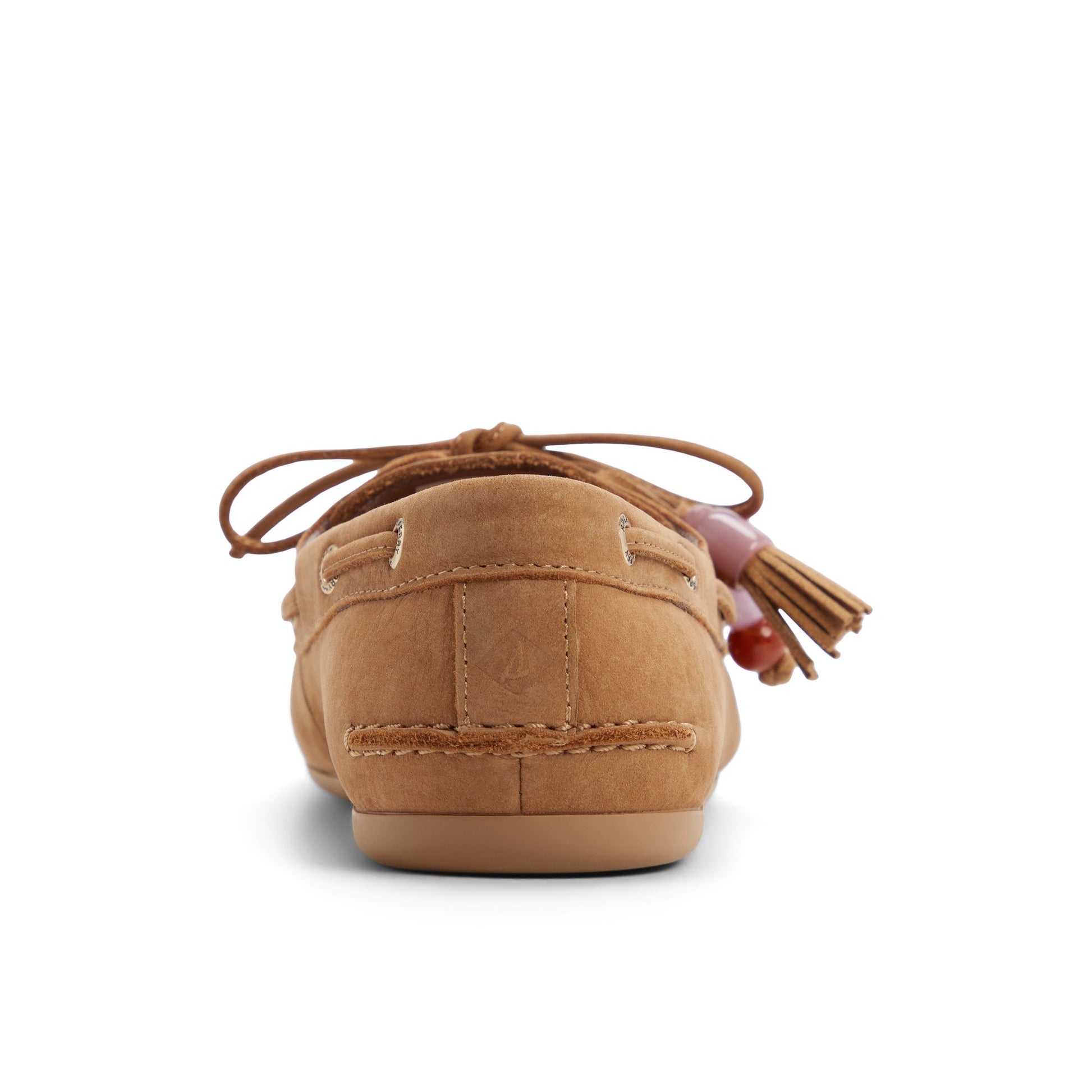 Three-quarter angle of Tan Slim Boat Shoe 's front side