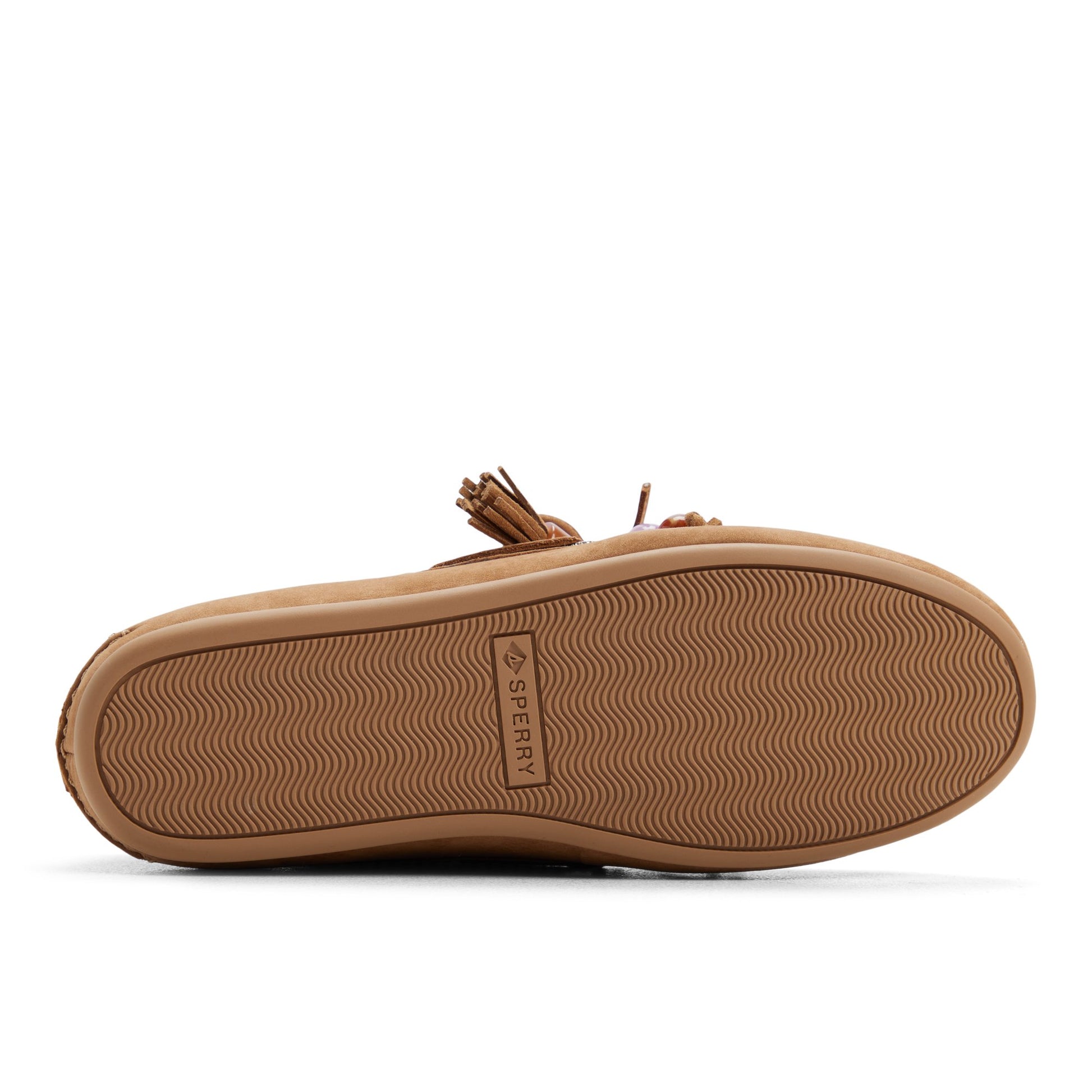 Close-up of the Tan Slim Boat Shoe