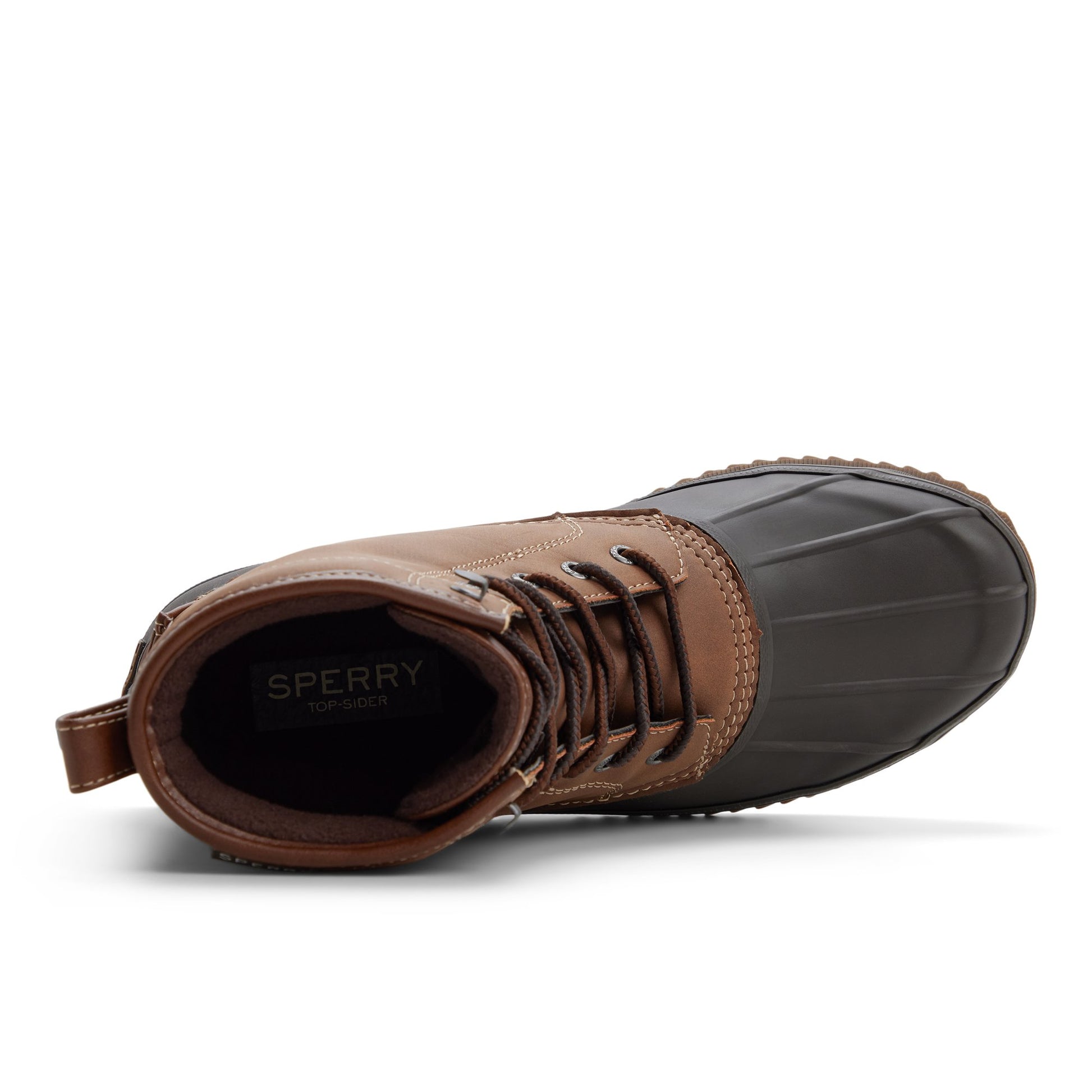 Top-down view of the Medium brown Drakeboot tl_mm Duck Boots