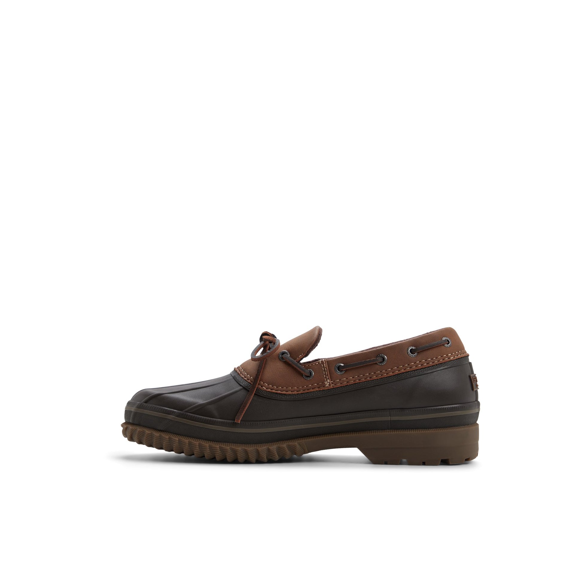 Three-quarter angle of Brown Drake1eye tl_mm Duck Boots's back side