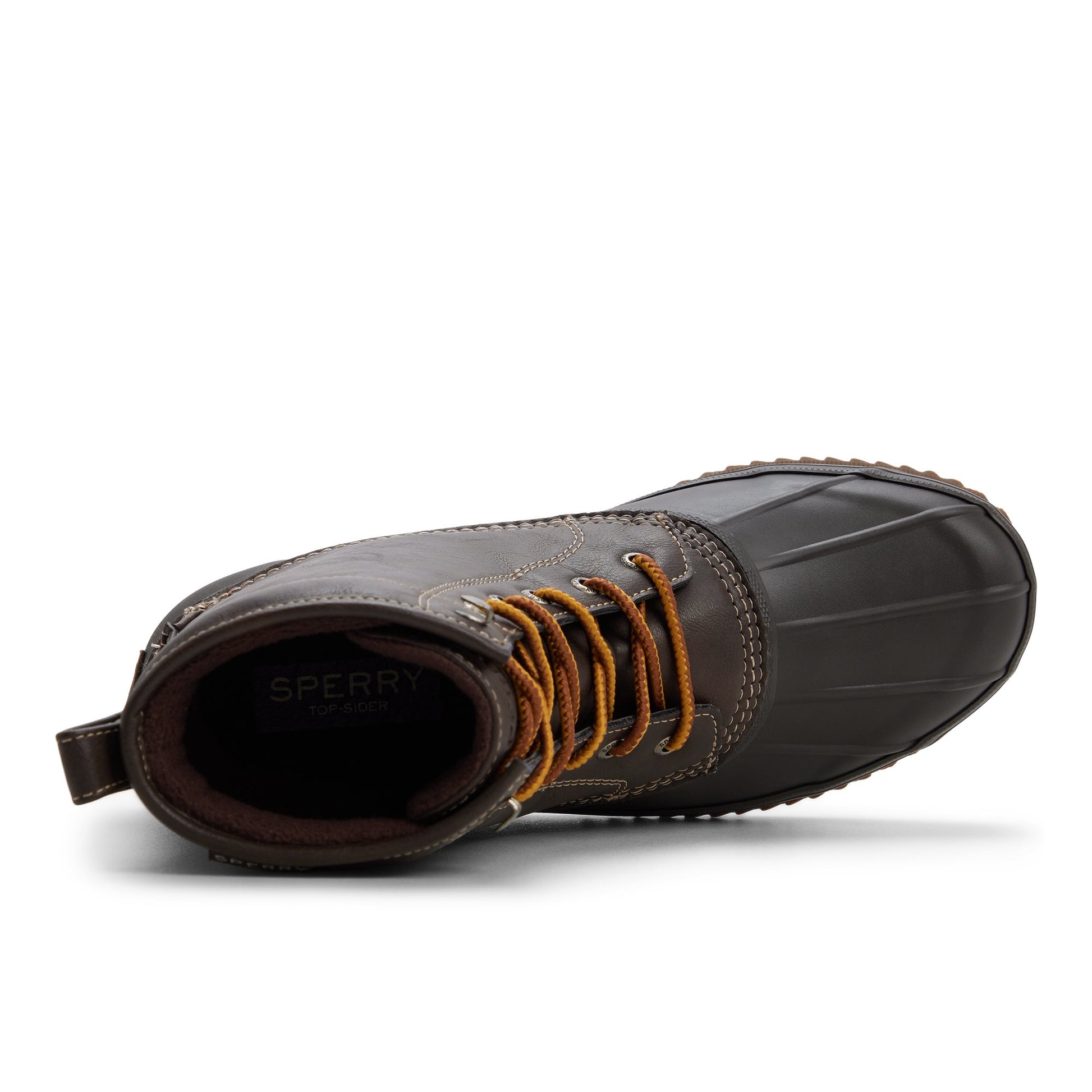 Top-down view of the Dark brown Drakeboot tl_mm Duck Boots