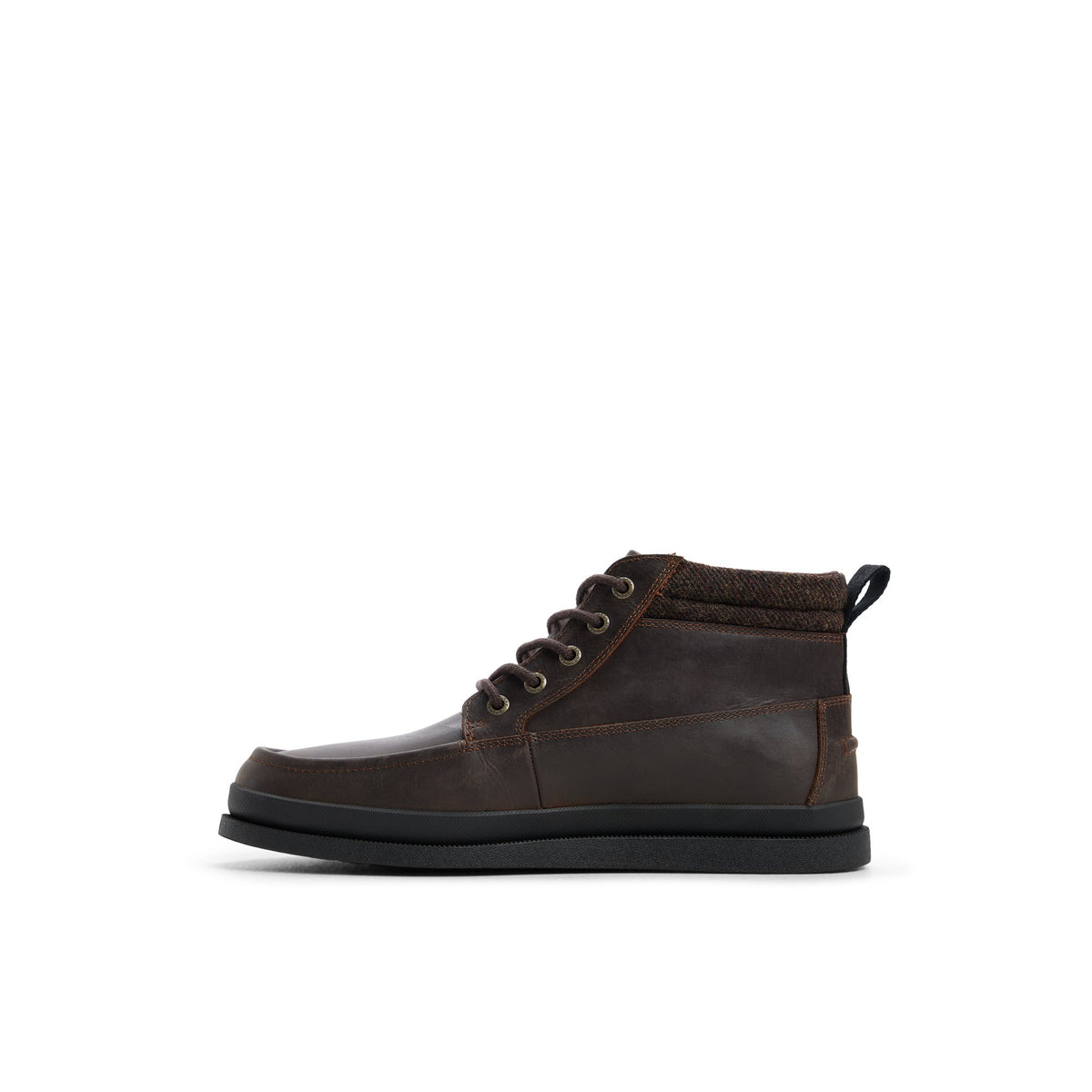 Three-quarter angle of Dark brown Tour Moc Mid Top Sneaker Chukka Boots's back side