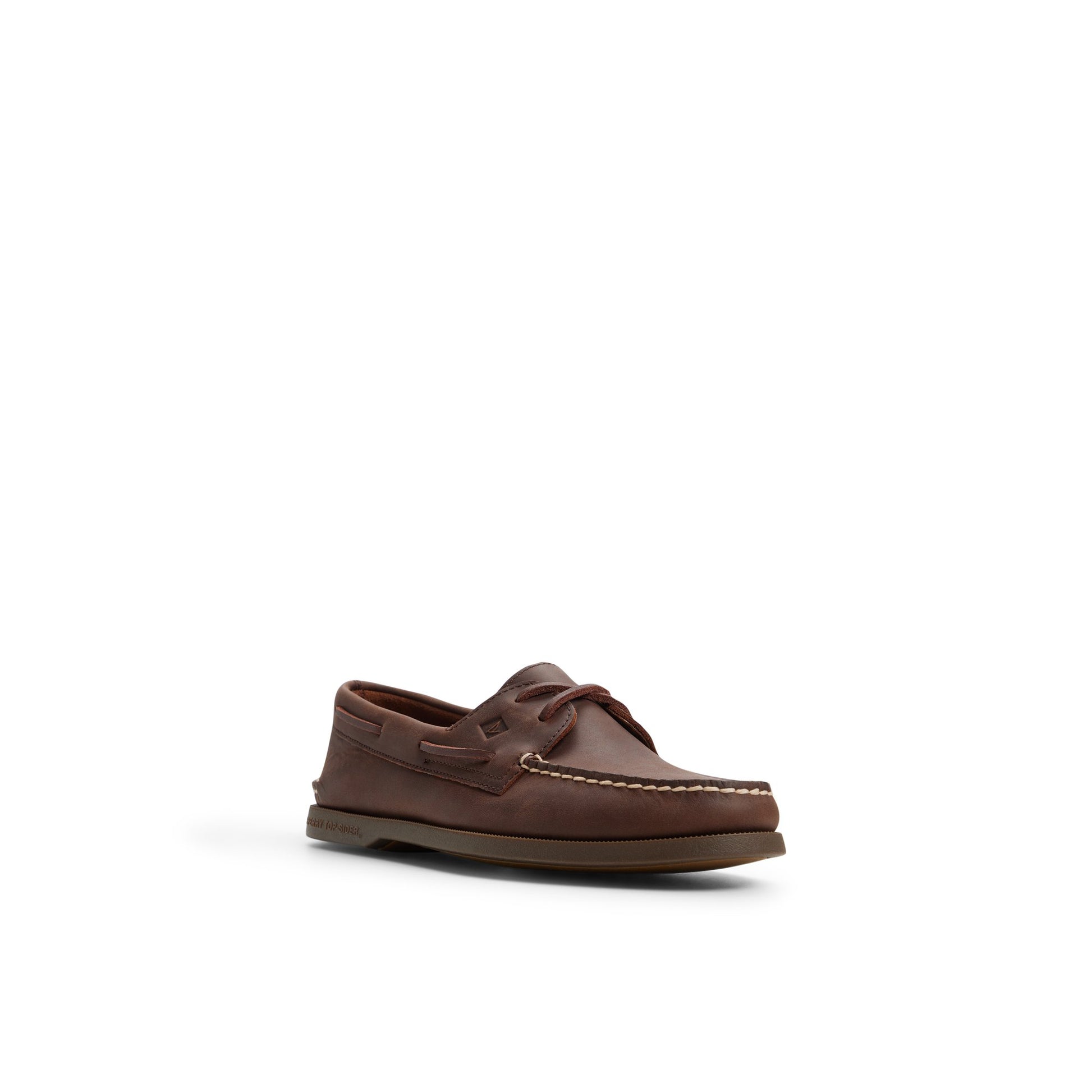 Side view of Dark brown Authentic Original™ 2-Eye Cross Lace Boat Shoe Boat Shoe