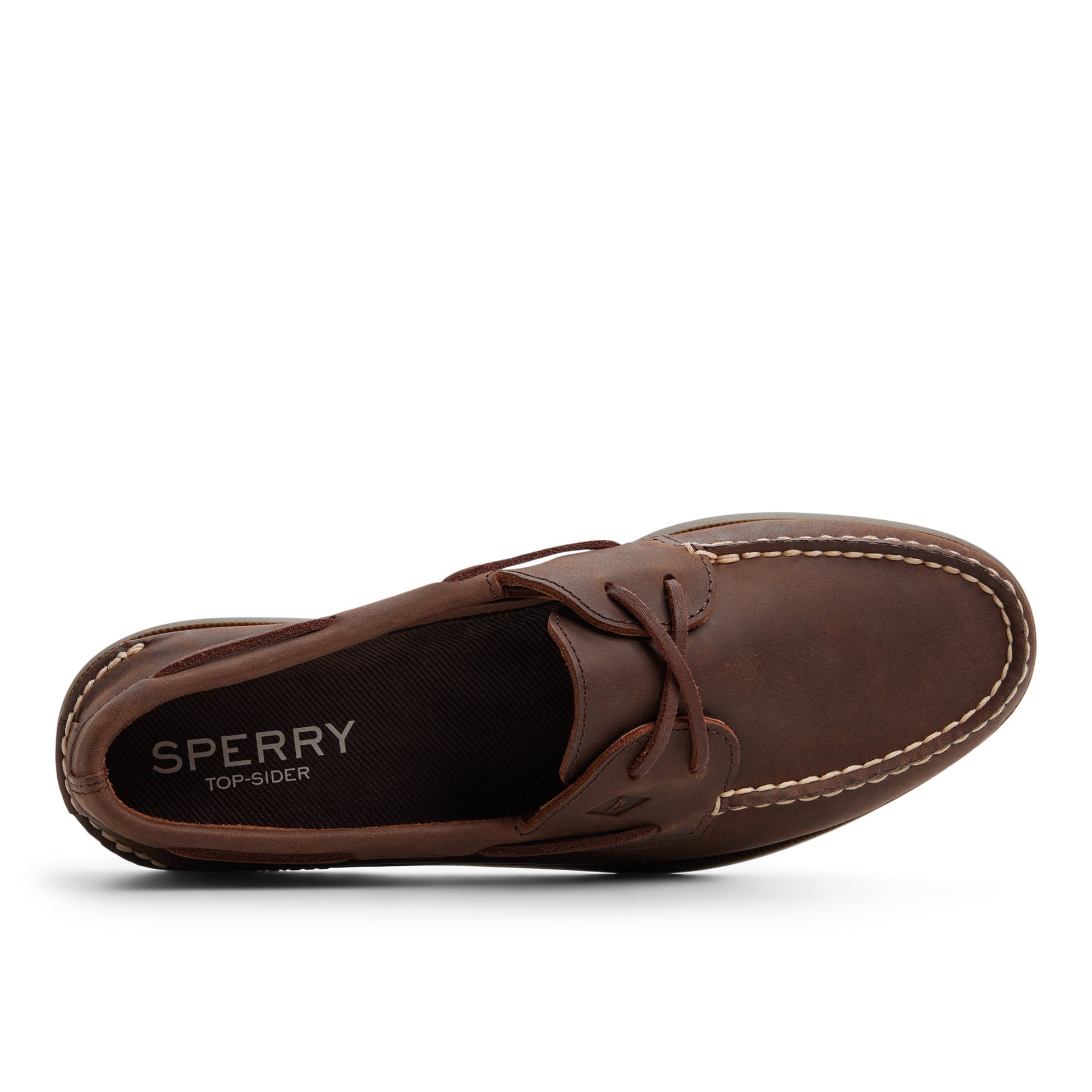 Top-down view of the Dark brown Authentic Original™ 2-Eye Cross Lace Boat Shoe Boat Shoe