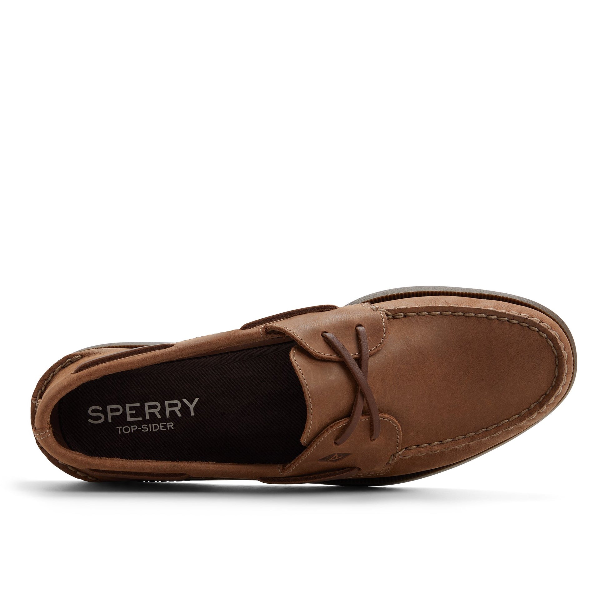 Top-down view of the Taupe Authentic Original™ 2-Eye Cross Lace Boat Shoe Boat Shoe