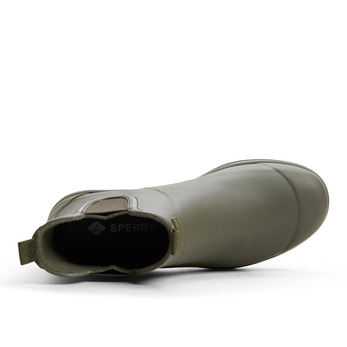 Top-down view of the Olive Cloudburst_mm Rain Boots