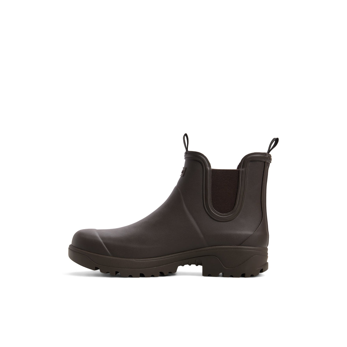 Three-quarter angle of Dark brown Cloudburst_mm Rain Boots's back side