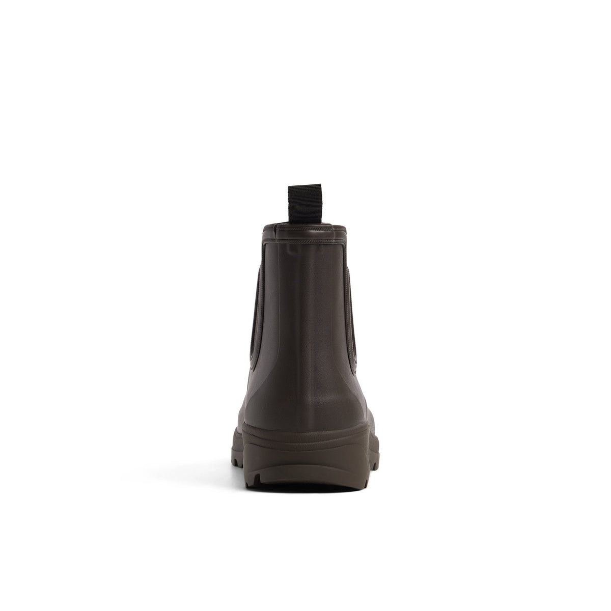 Three-quarter angle of Dark brown Cloudburst_mm Rain Boots's front side