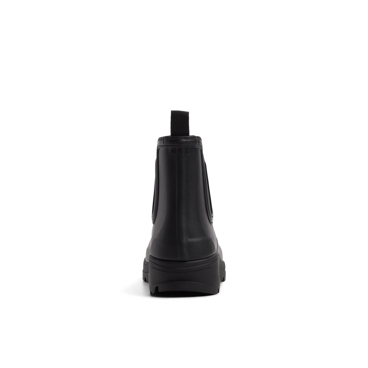 Three-quarter angle of Black Cloudburst_mm Rain Boots's front side